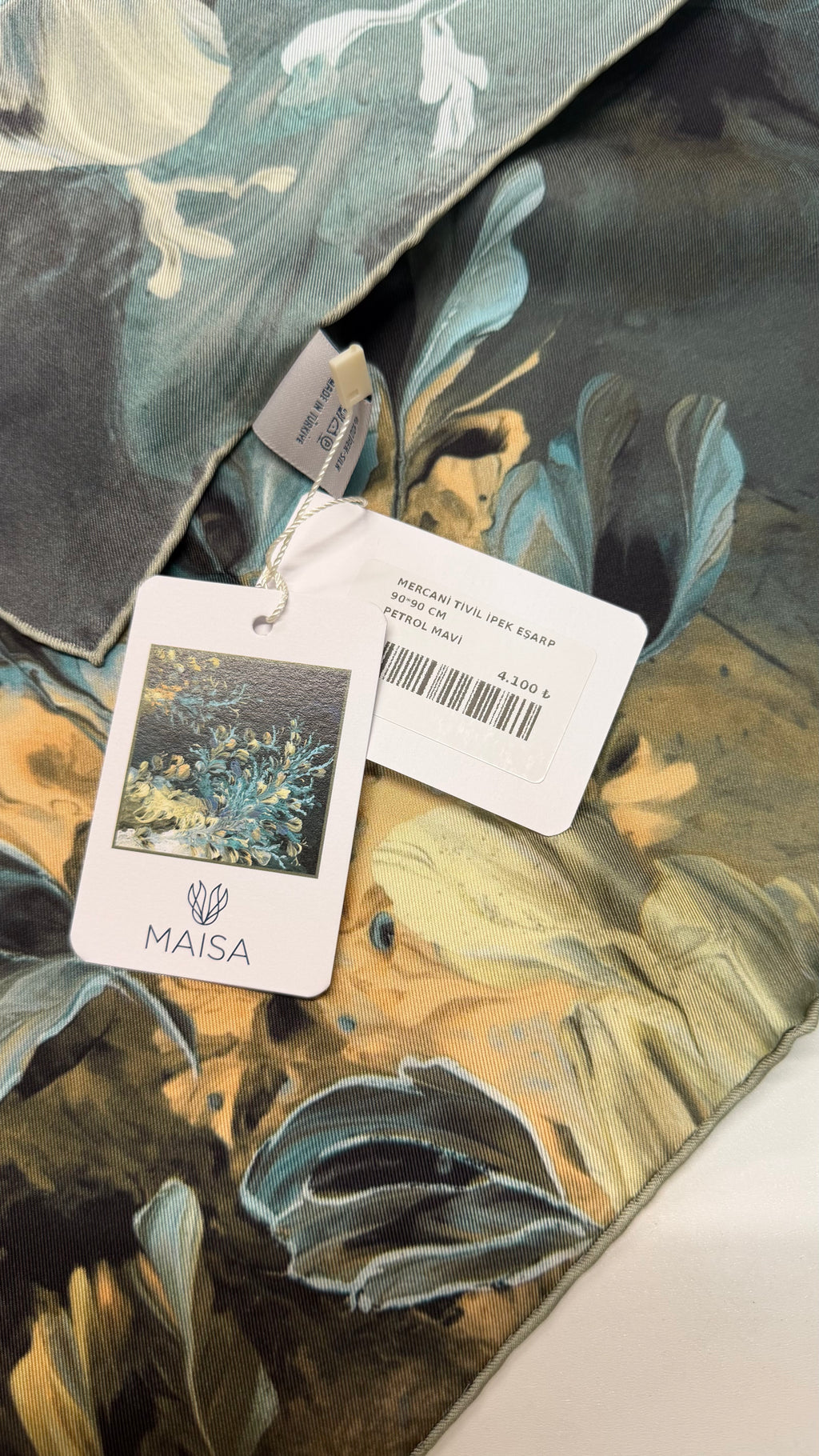 Mercani Twill İpek Eşarp Petrol Mavi