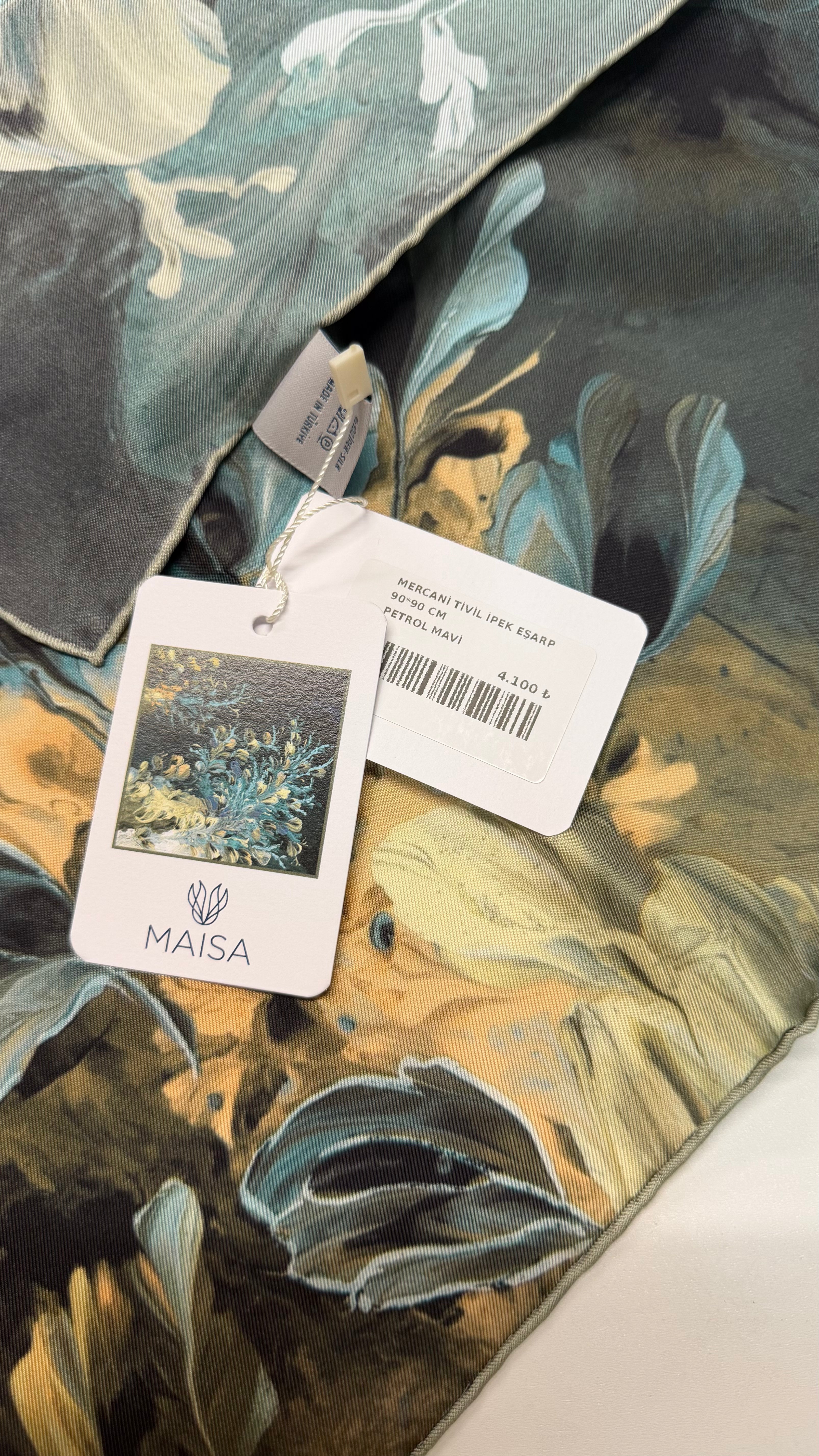 Mercani Twill İpek Eşarp Petrol Mavi