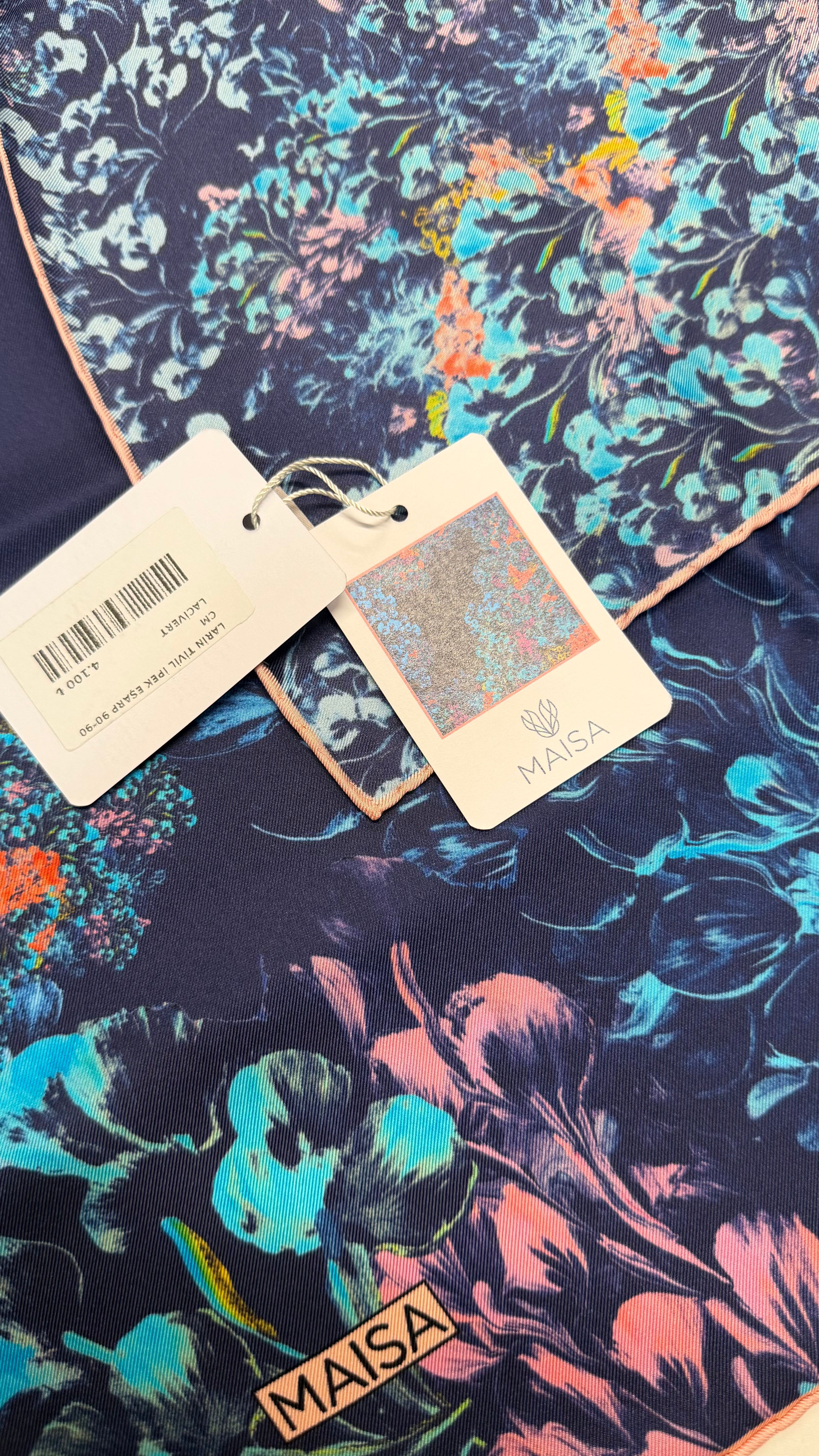 Larin Twill İpek Eşarp Lacivert