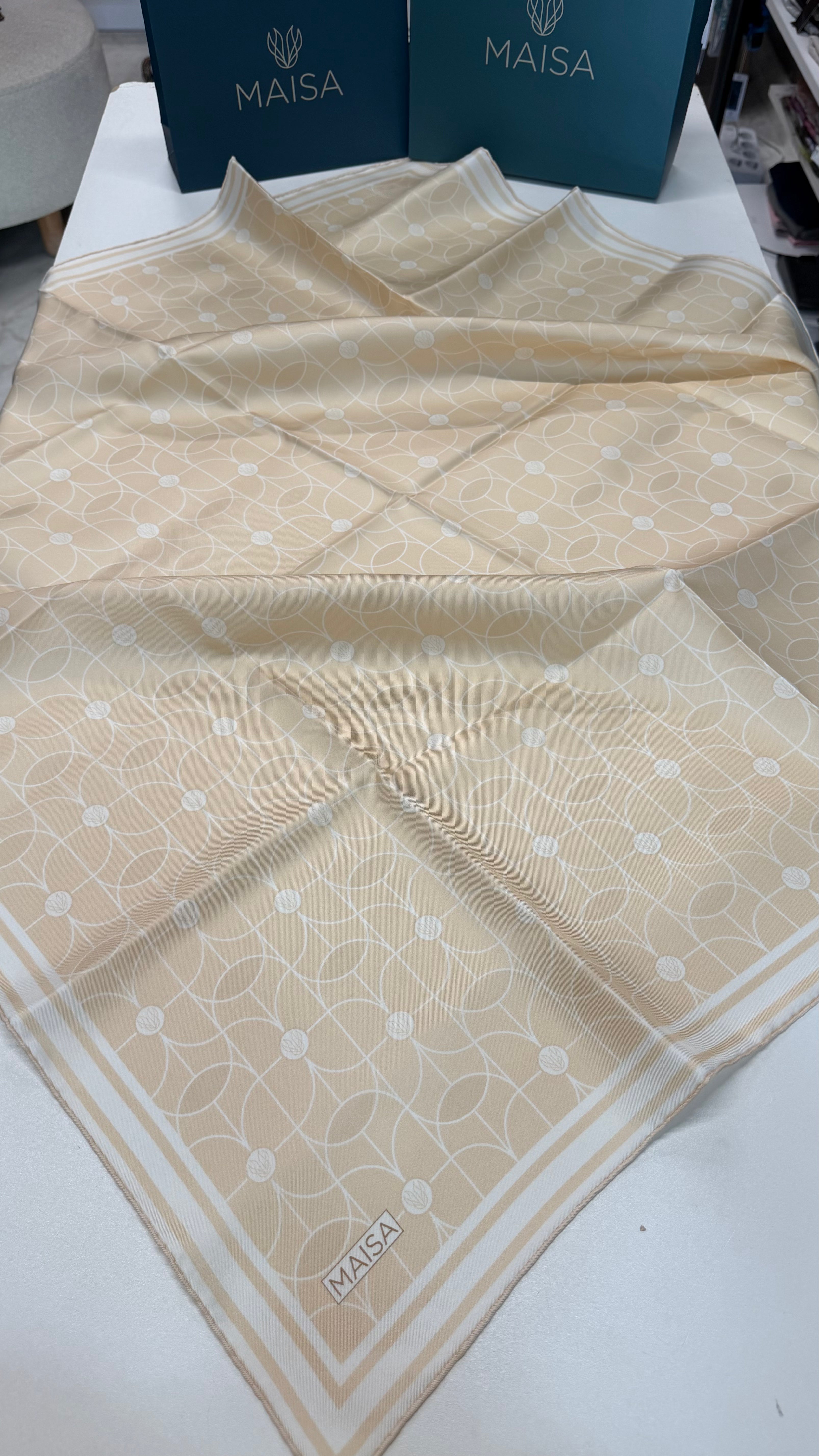 Zerre Twill İpek Eşarp Krem