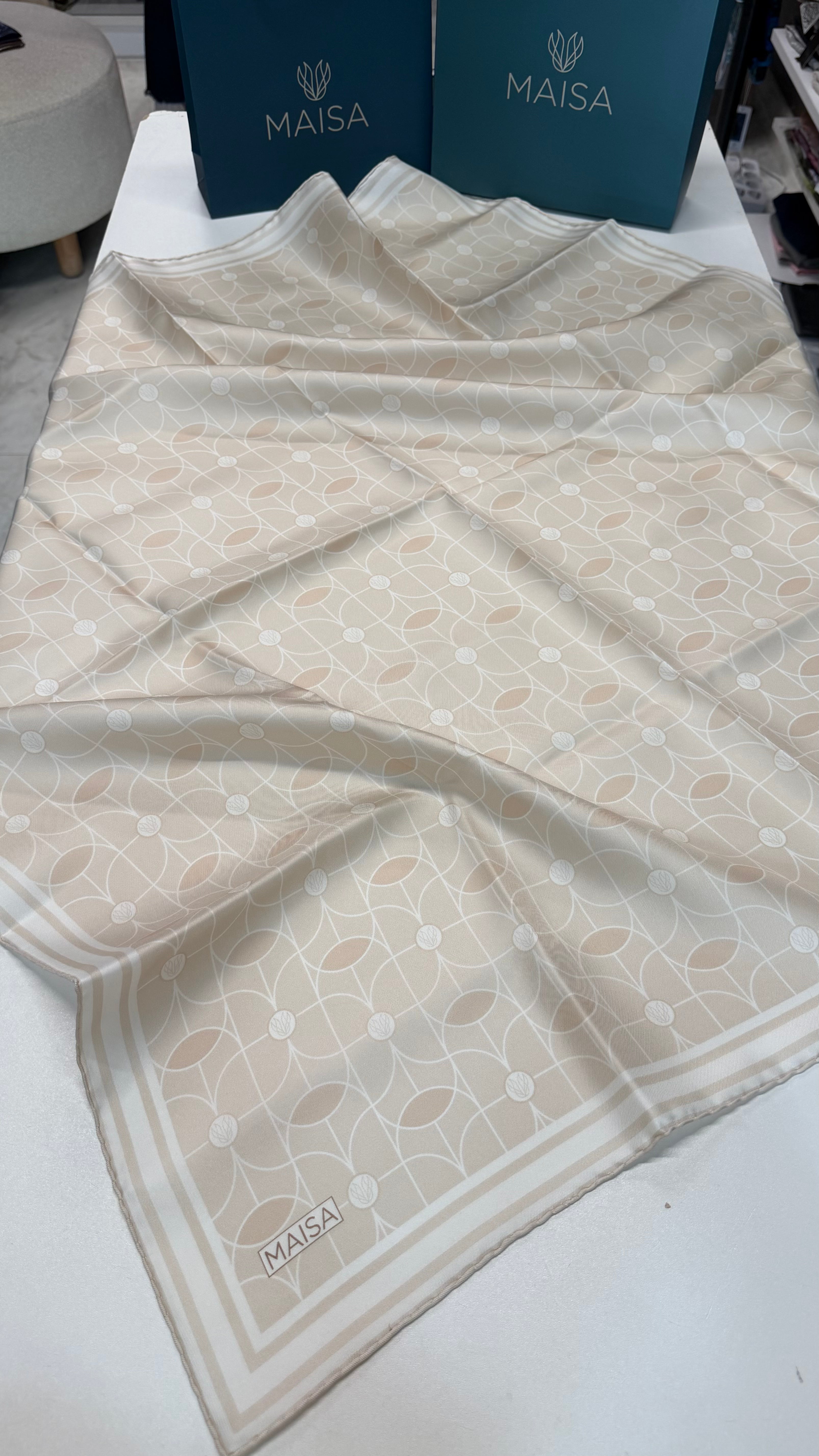 Zerre Twill İpek Eşarp Bej