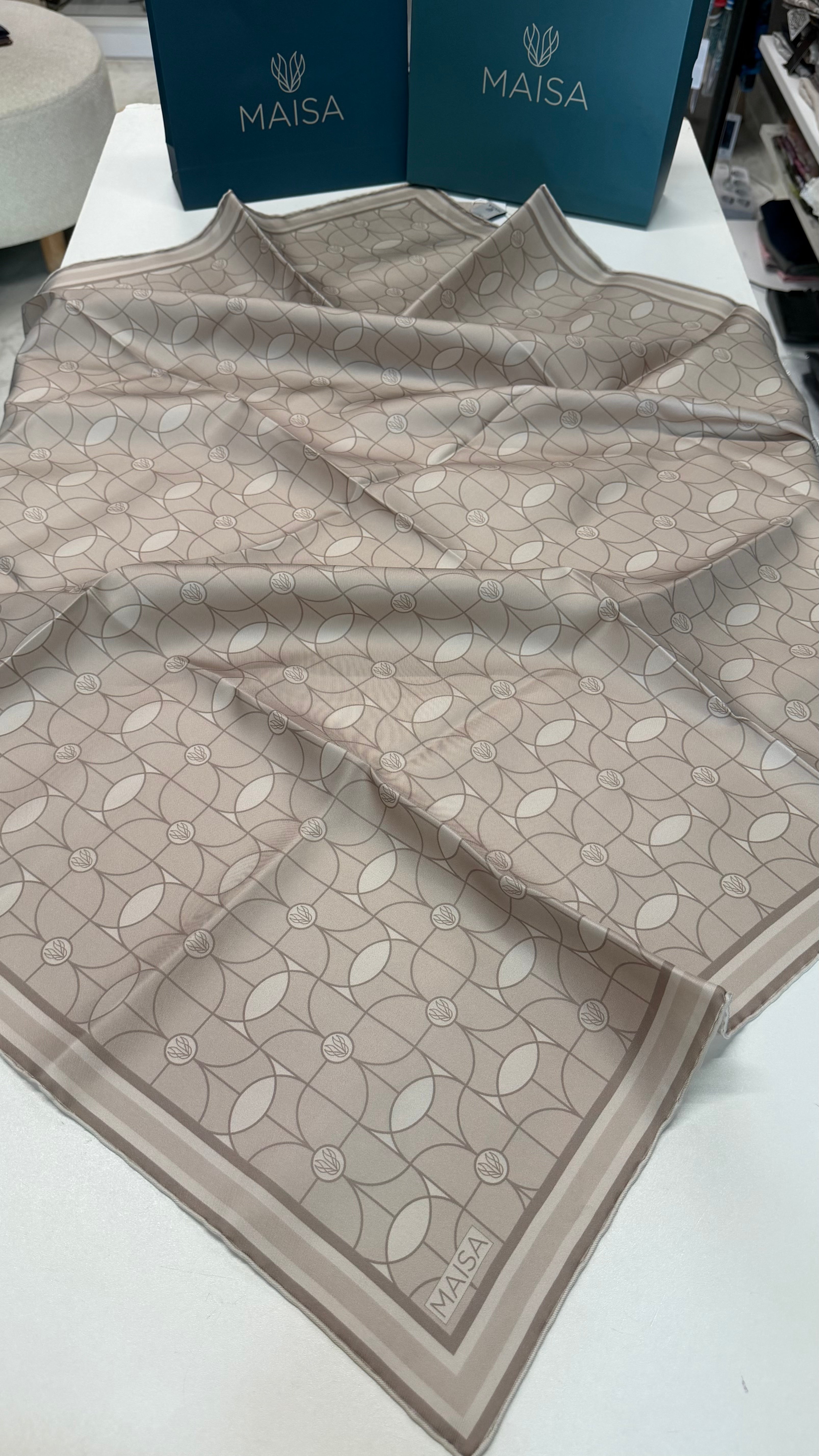 Zerre Twill İpek Eşarp Vizon