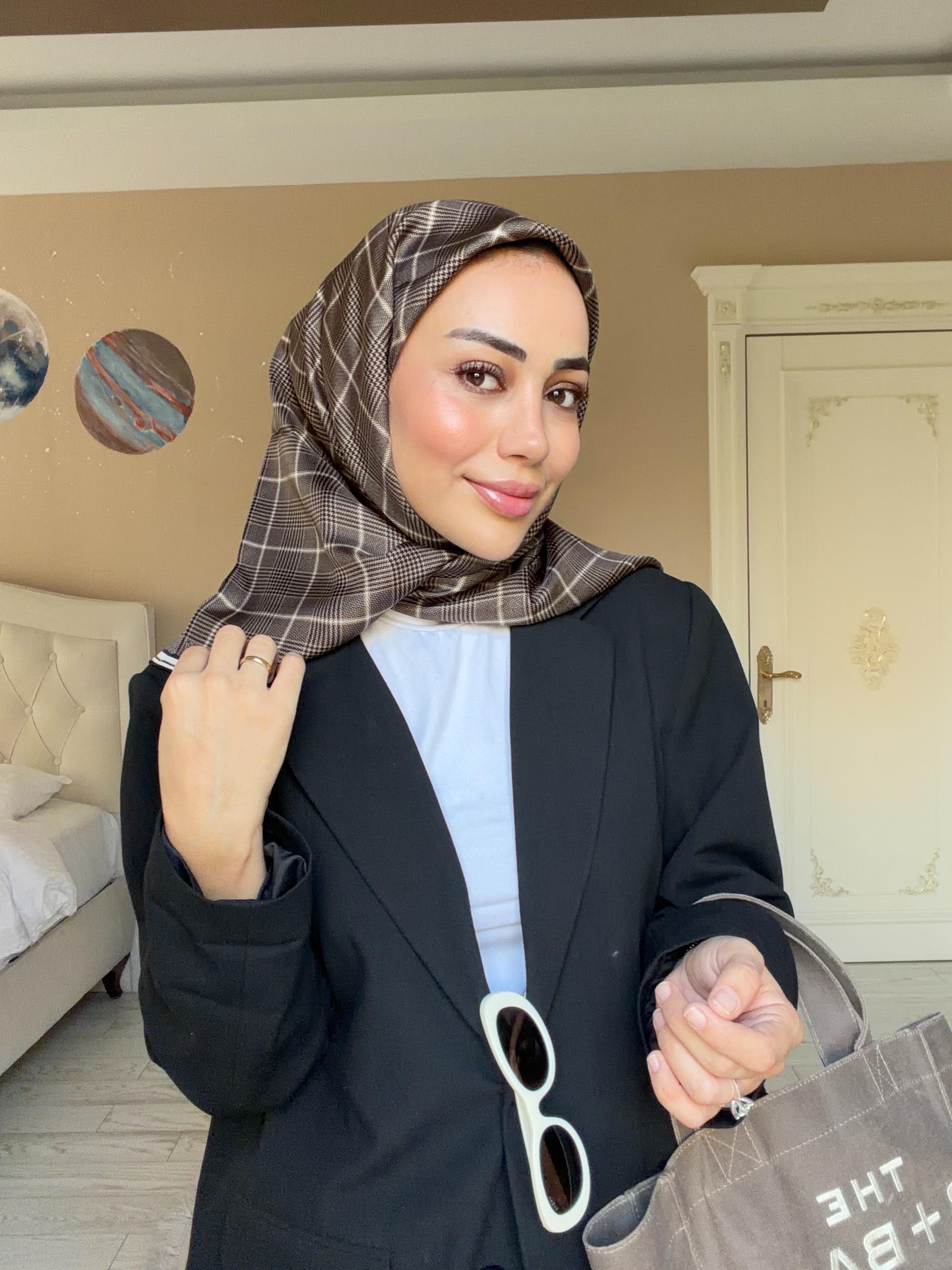 Armine Nostalji Twill İpek Eşarp Metalik Kahve