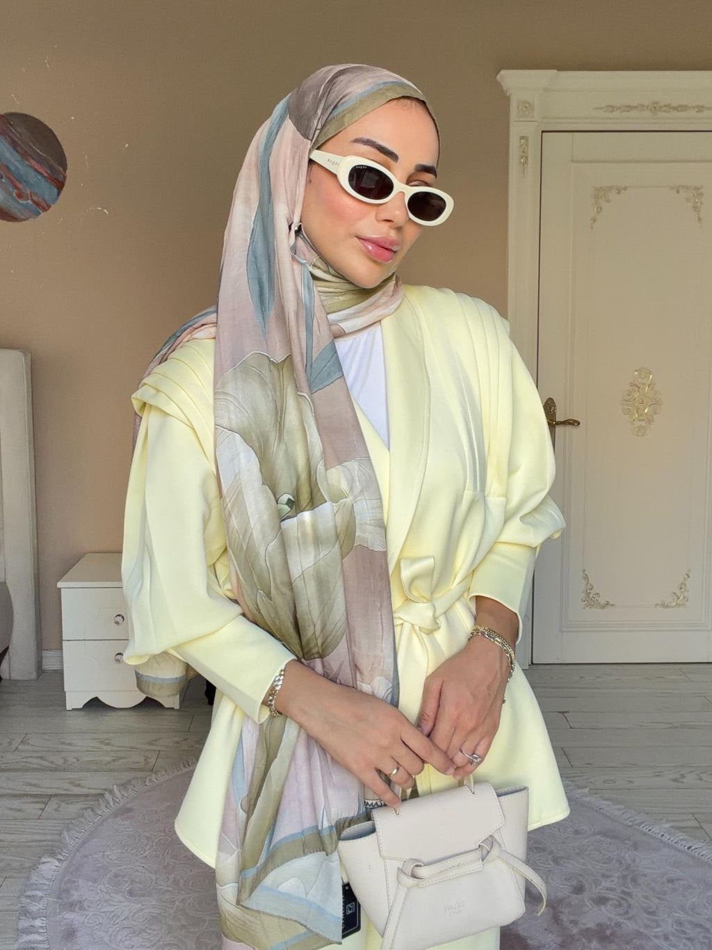 Lale Desenli Kraş Şal Soft Yeşil