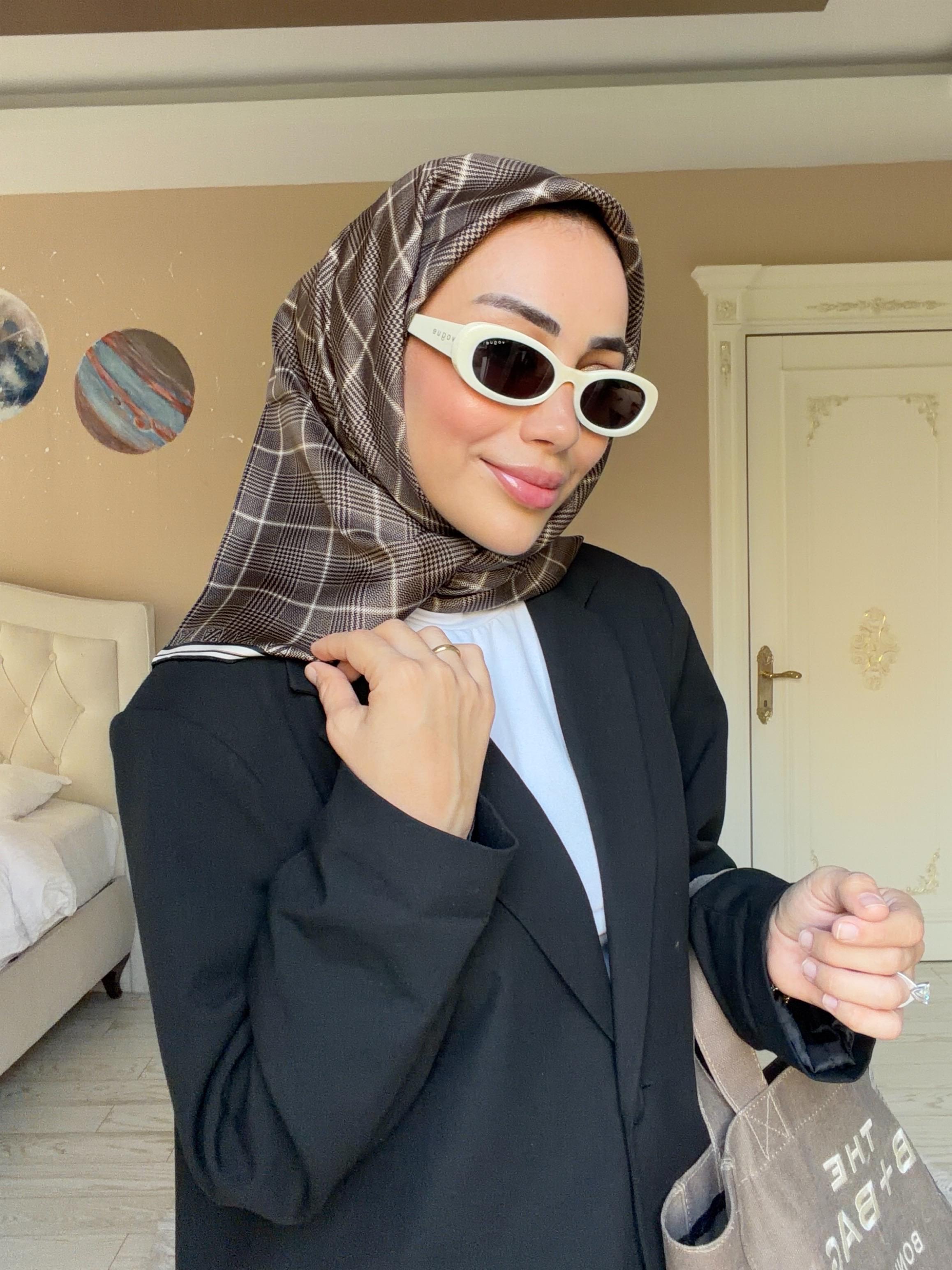 Armine Nostalji Twill İpek Eşarp Metalik Kahve