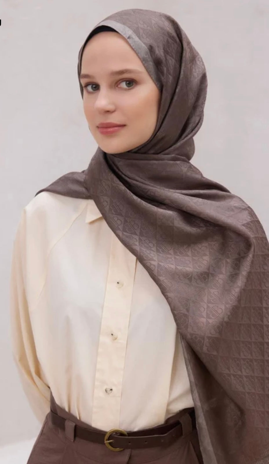 Jakar Monogram Logo Desen Açık Kahve Şal