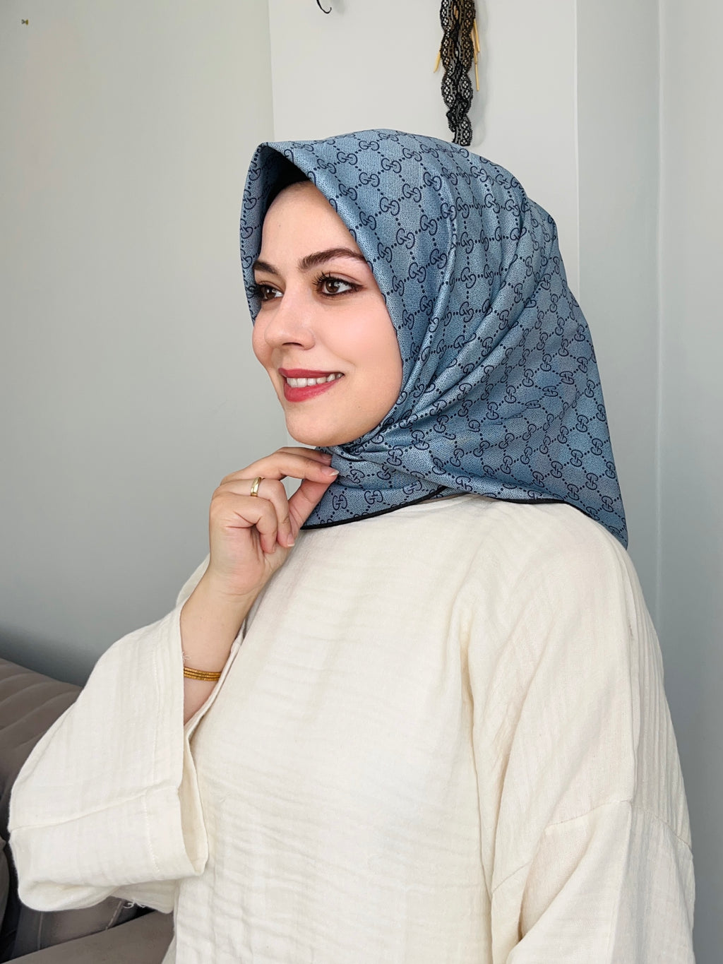 İthal Twill İpek Eşarp Lacivert Bordo