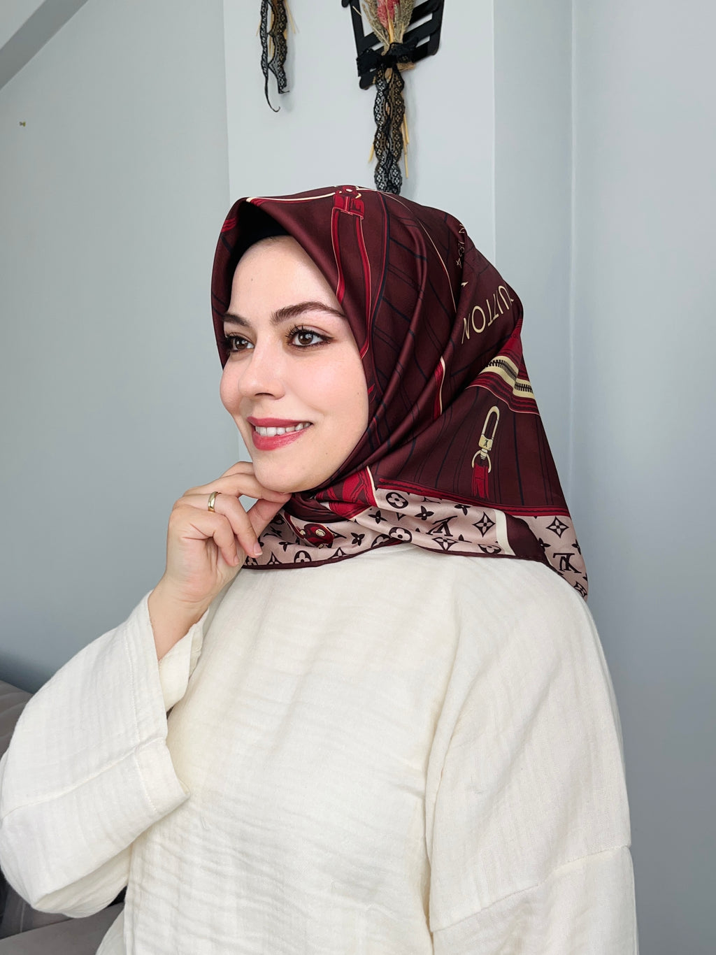 İthal Twill İpek Eşarp Bordo