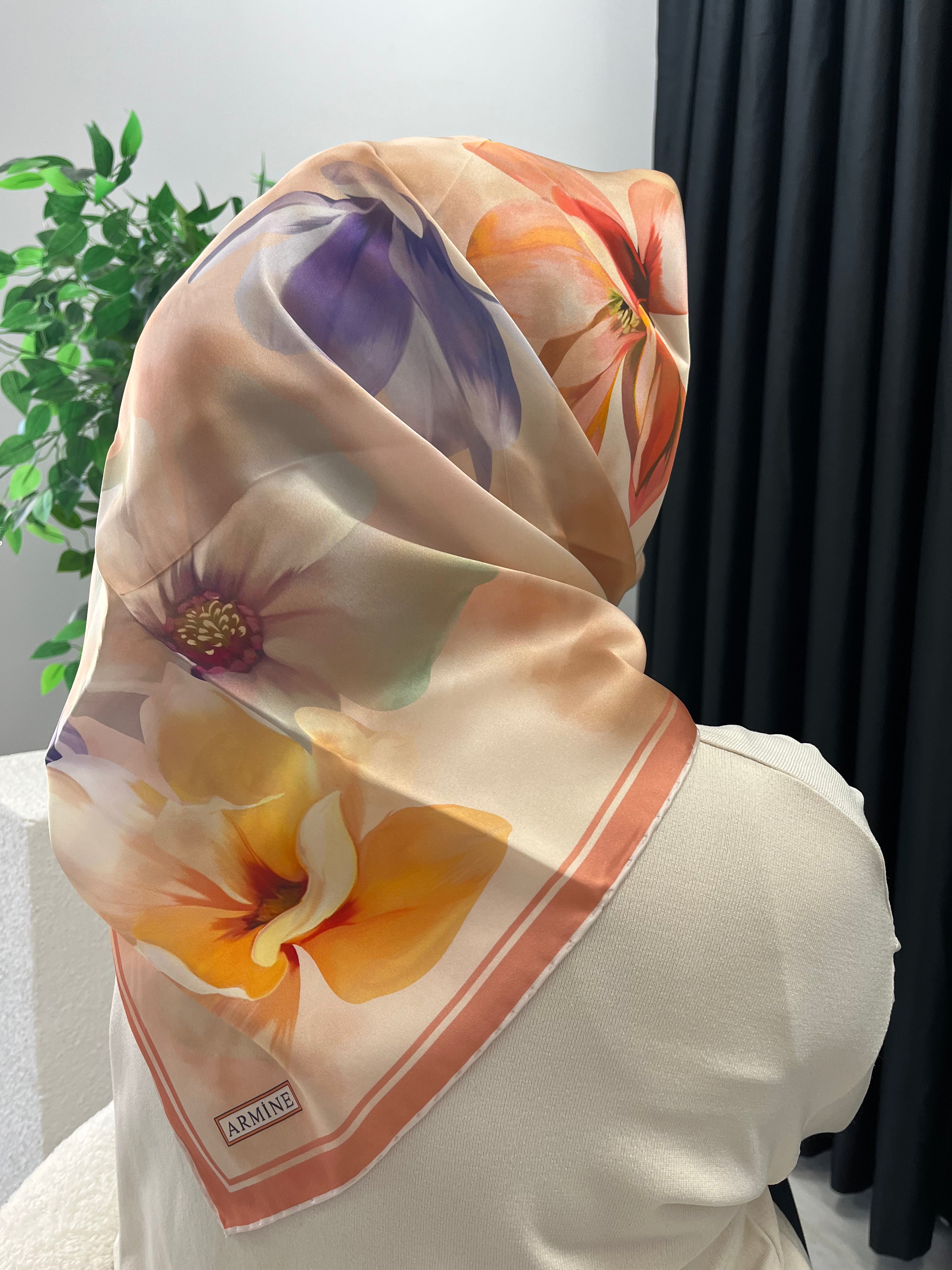 Armine'25 Yaz Sezonu Saf İpek Eşarp Kayısı