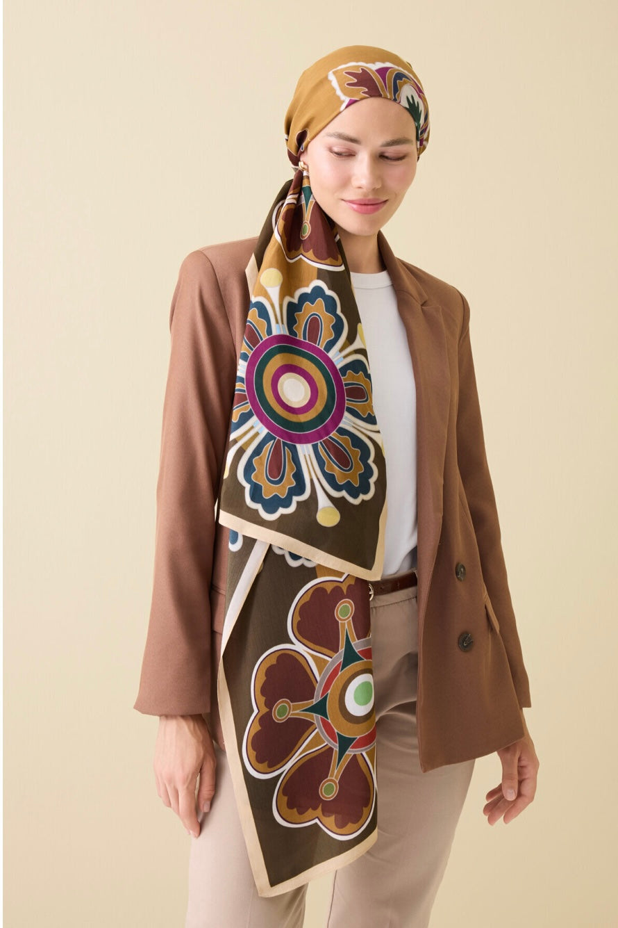 Nilüfer Haki Floş Viskon Şal