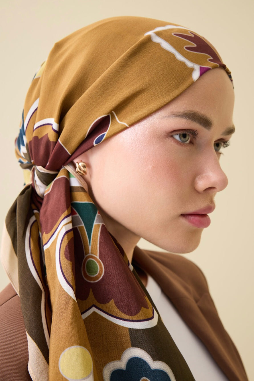 Nilüfer Haki Floş Viskon Şal