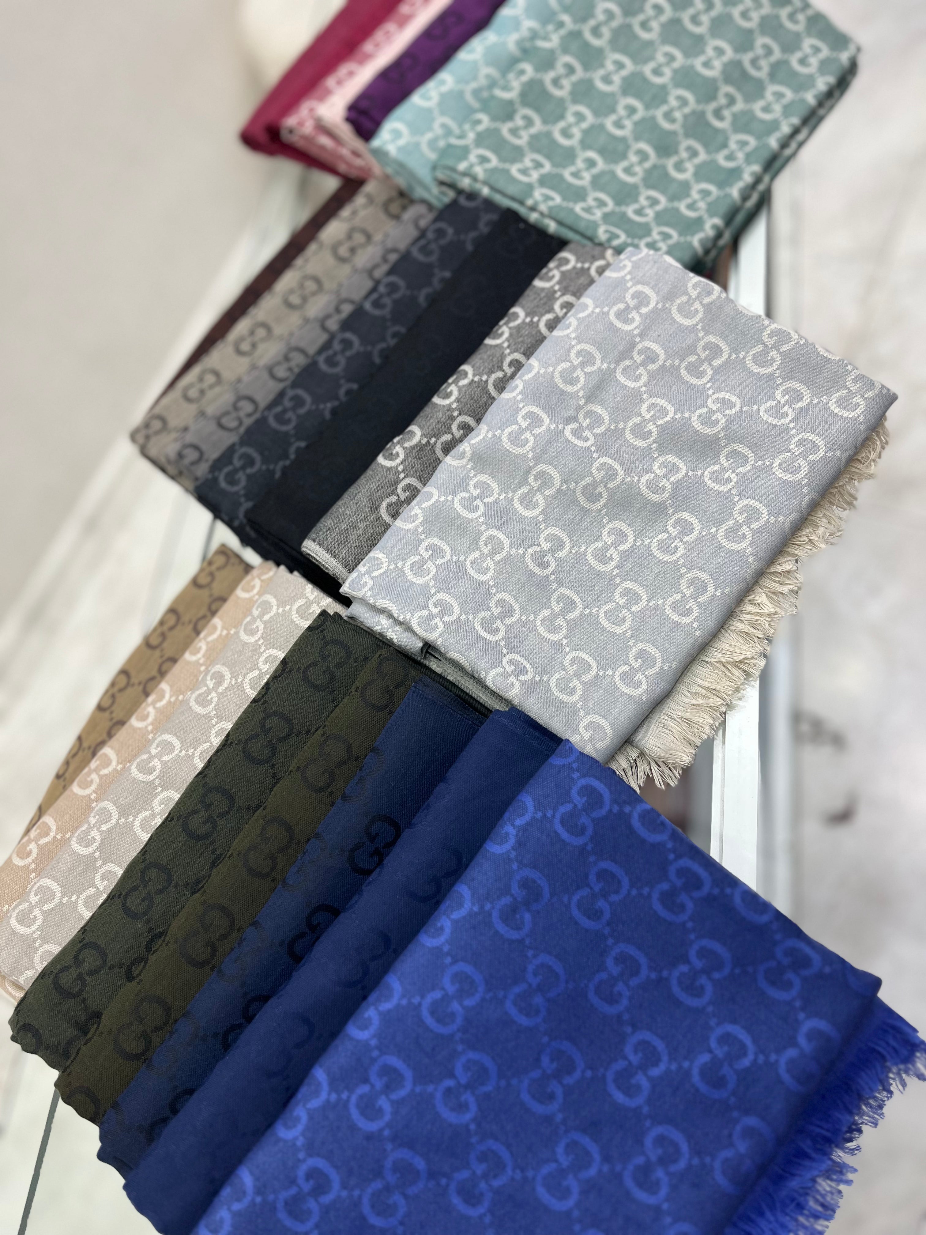 İthal Yün Pamuk Şal G Desen Duman