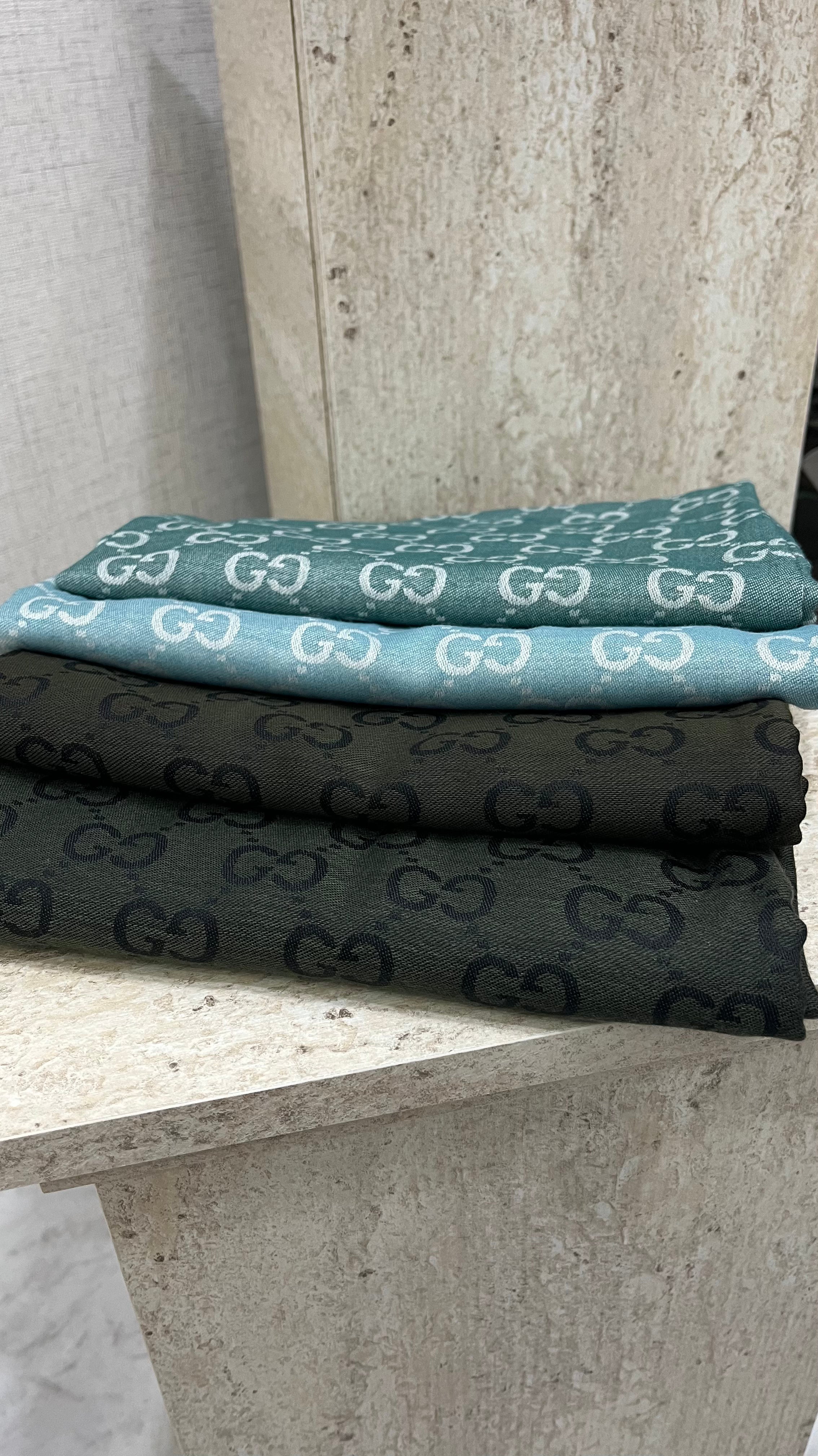 İthal Yün Pamuk Şal G Desen Zümrüt