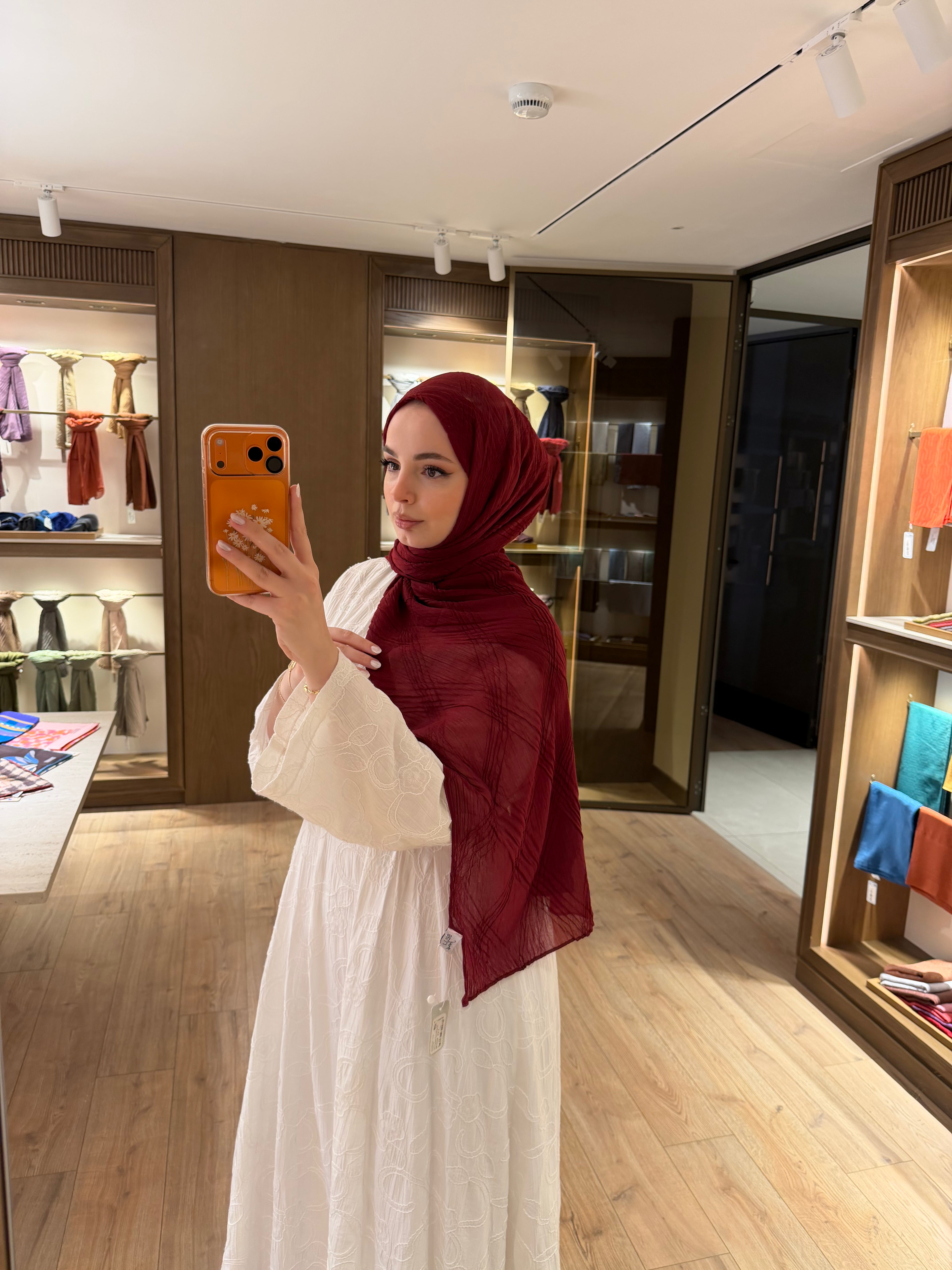 Dubai Dokulu Şal Bordo
