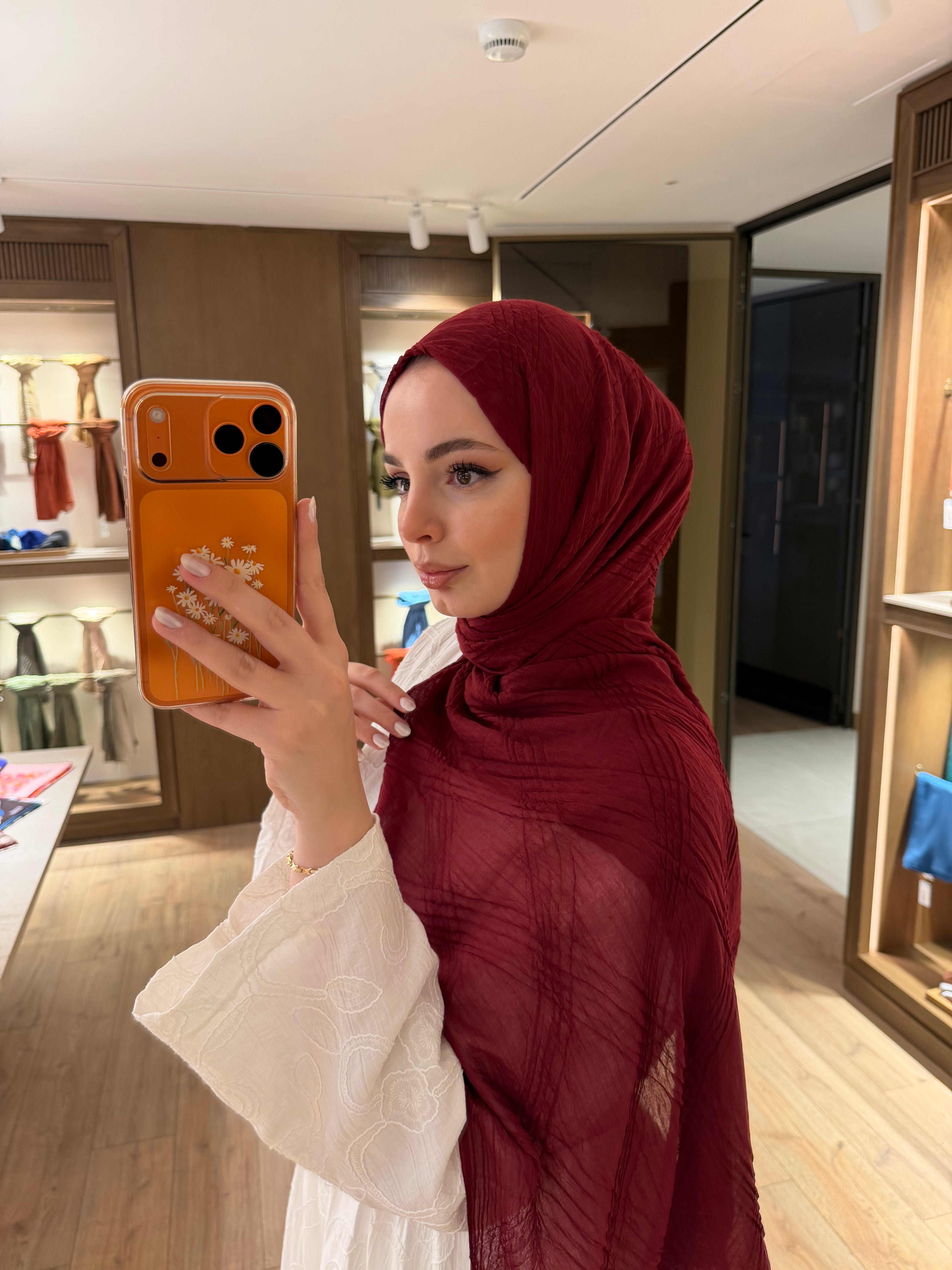 Dubai Dokulu Şal Bordo