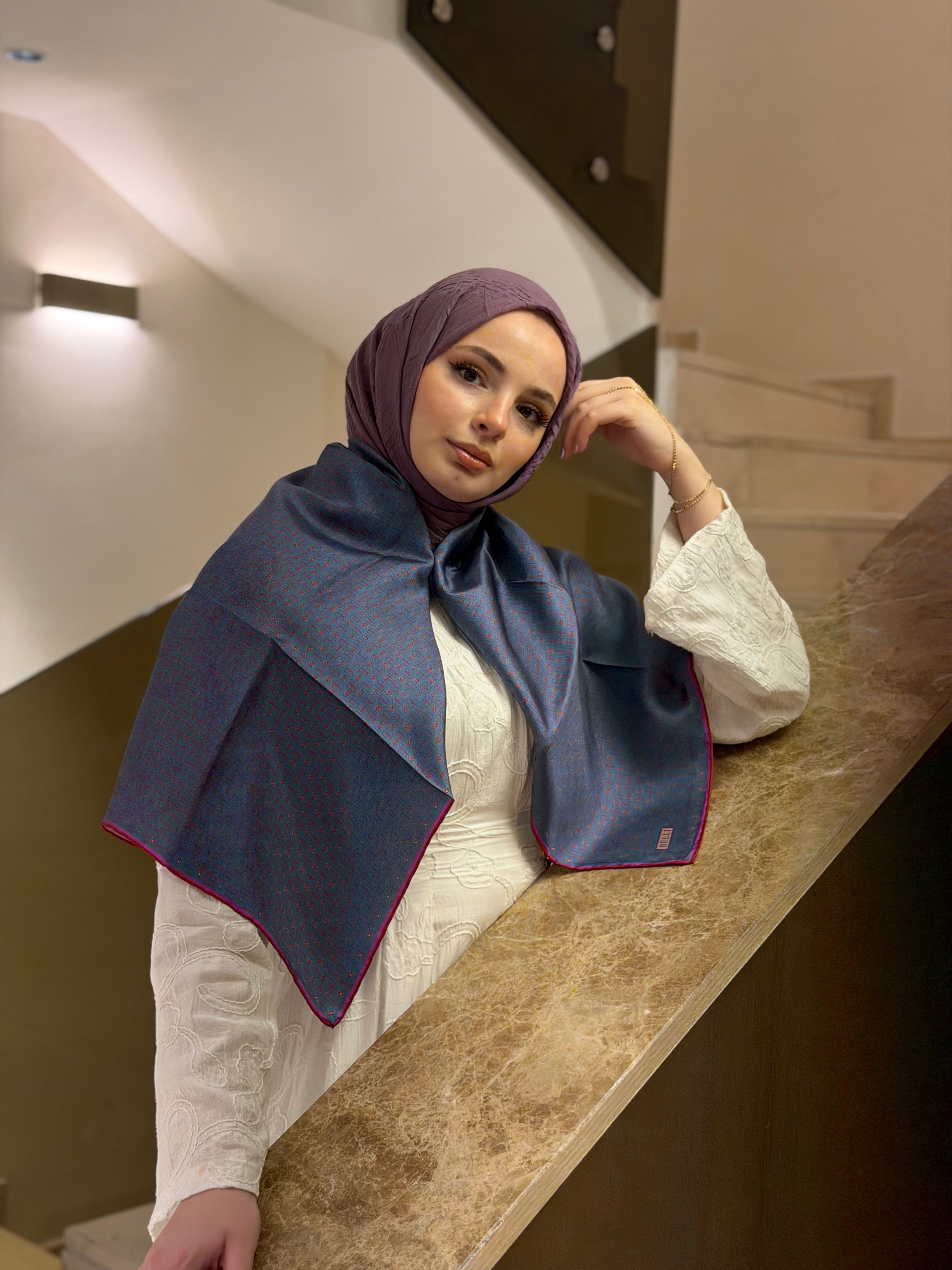 Belli'27 Kış Twill İpek Eşarp Turkuaz