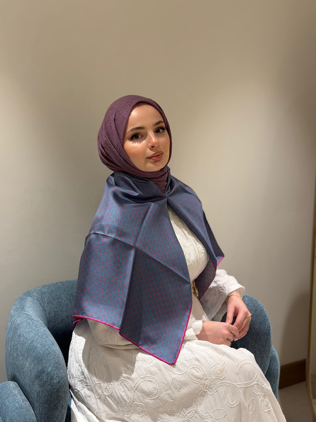 Belli'27 Kış Twill İpek Eşarp Turkuaz