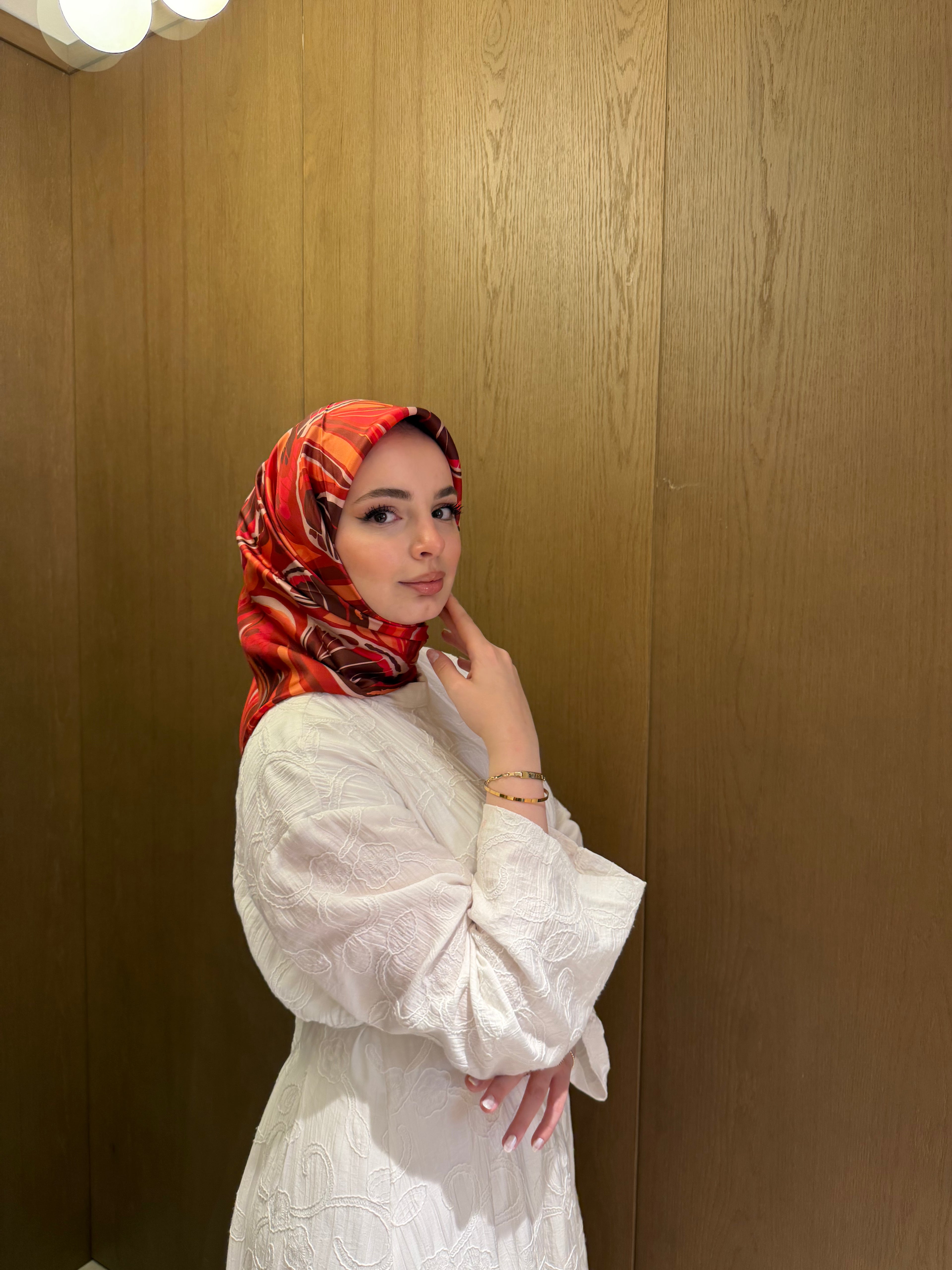 Belli'27 Kış Twill İpek Eşarp Bordo
