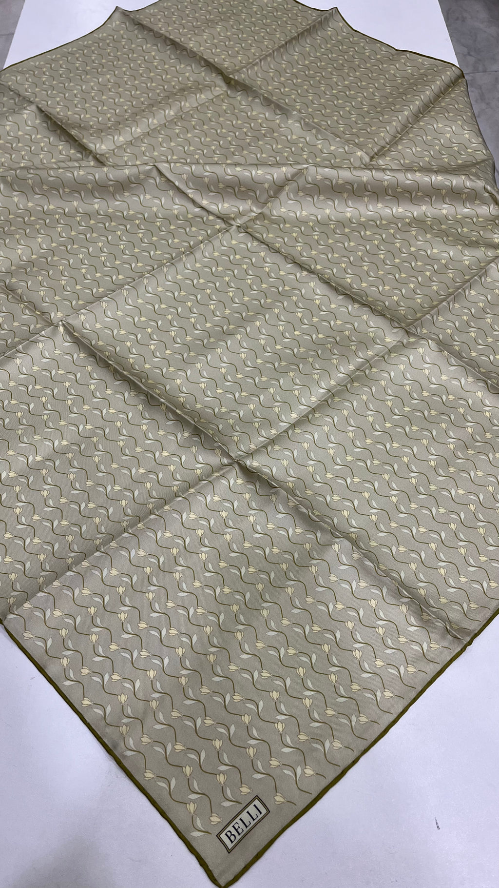 Belli Nostalji Twill İpek Eşarp Soft Yeşil