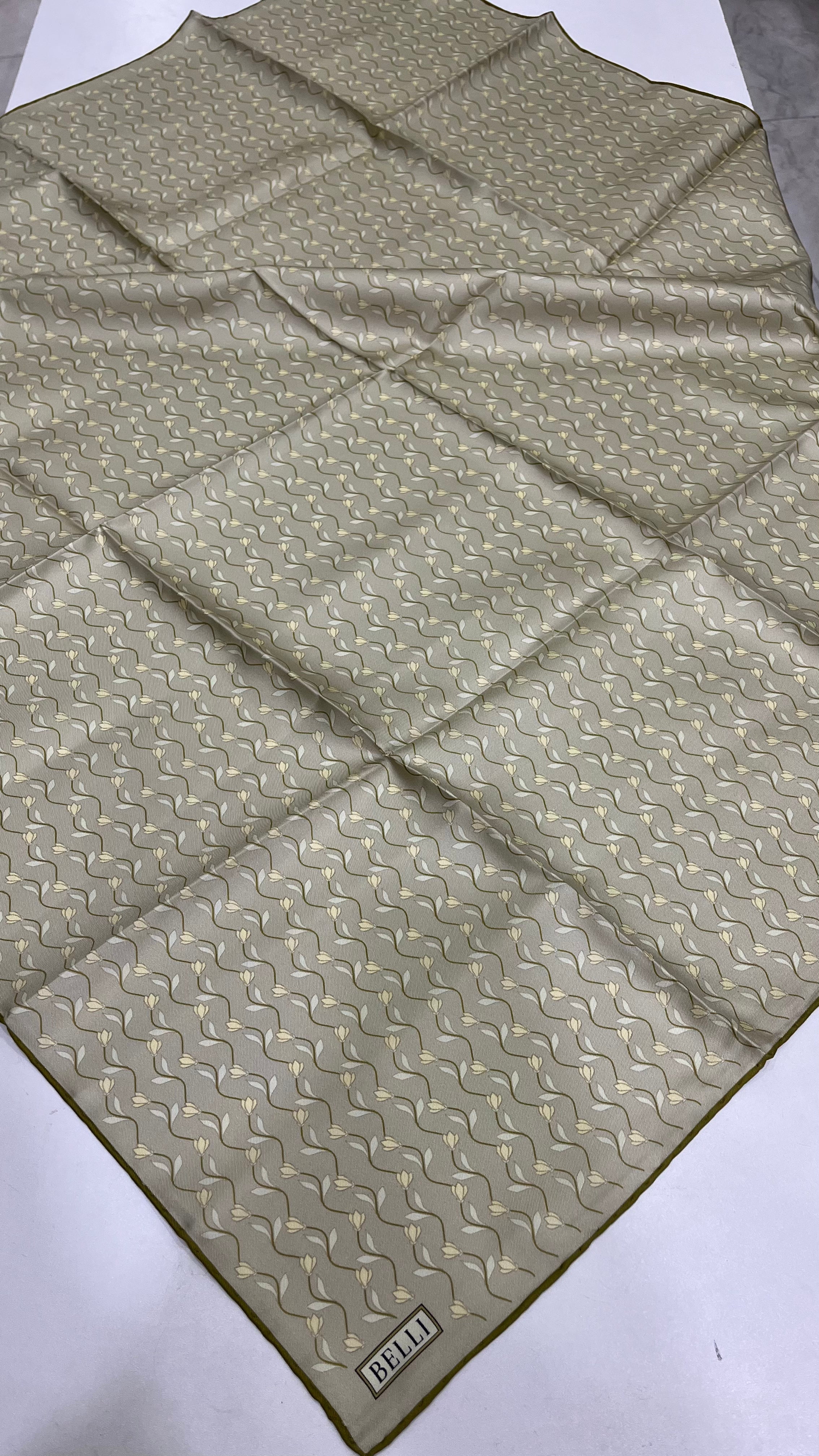 Belli Nostalji Twill İpek Eşarp Soft Yeşil