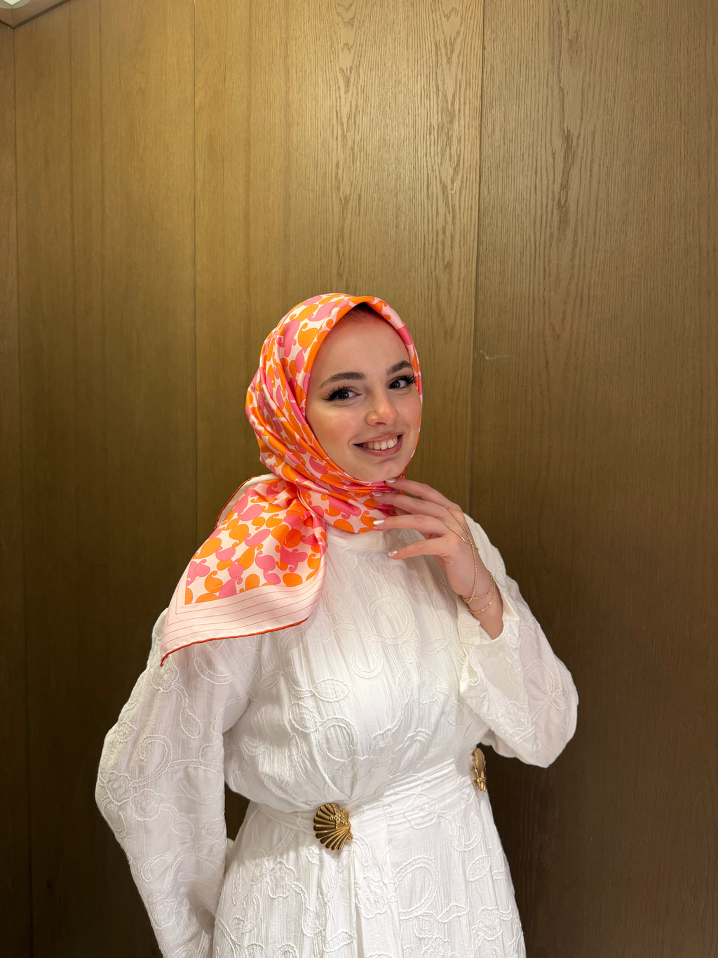Belli Twill İpek Eşarp Pudra