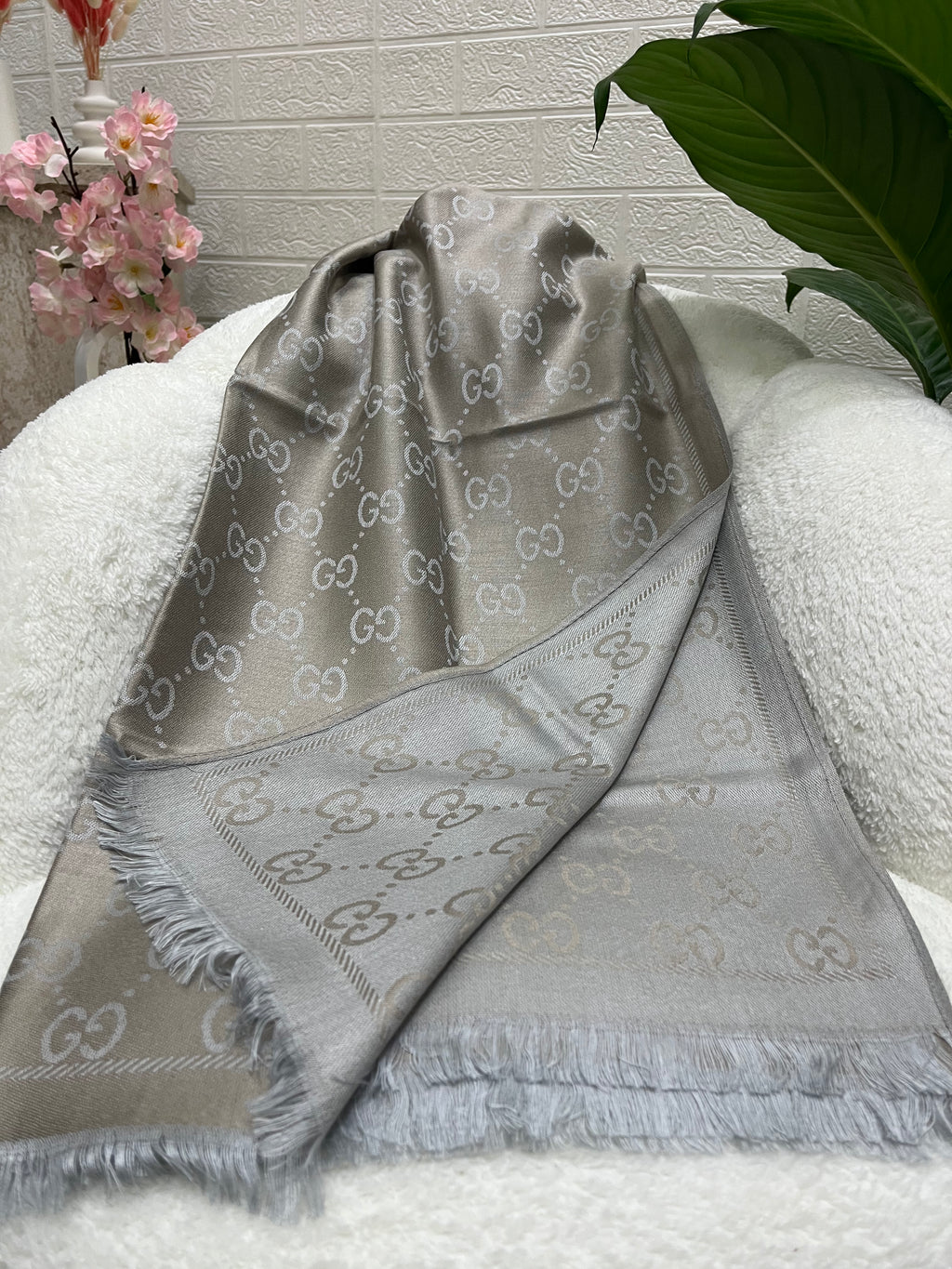 Kaşmir İpek Şal Koyu Bej