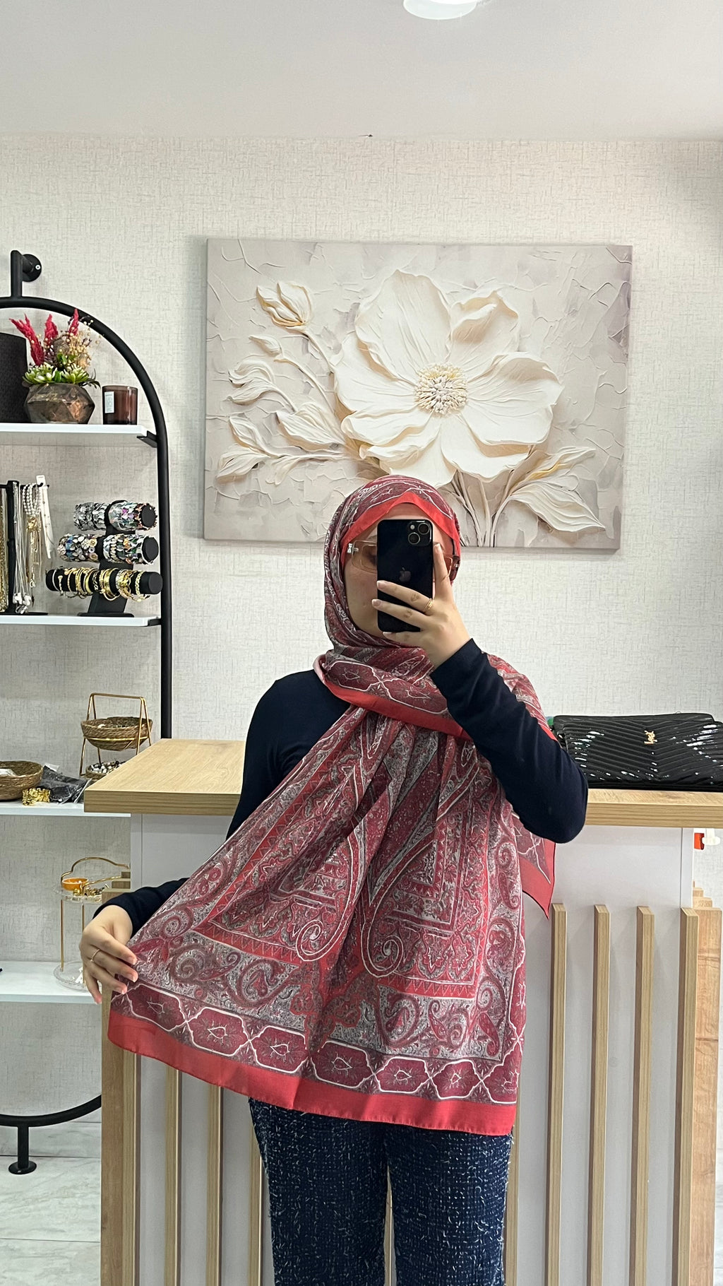 Etro Desen Soft Şal Nar Çiçeği