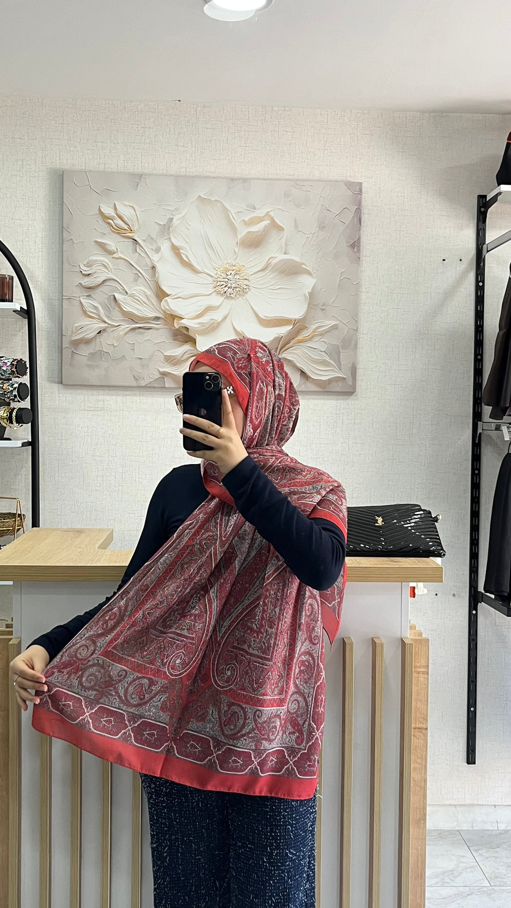 Etro Desen Soft Şal Nar Çiçeği