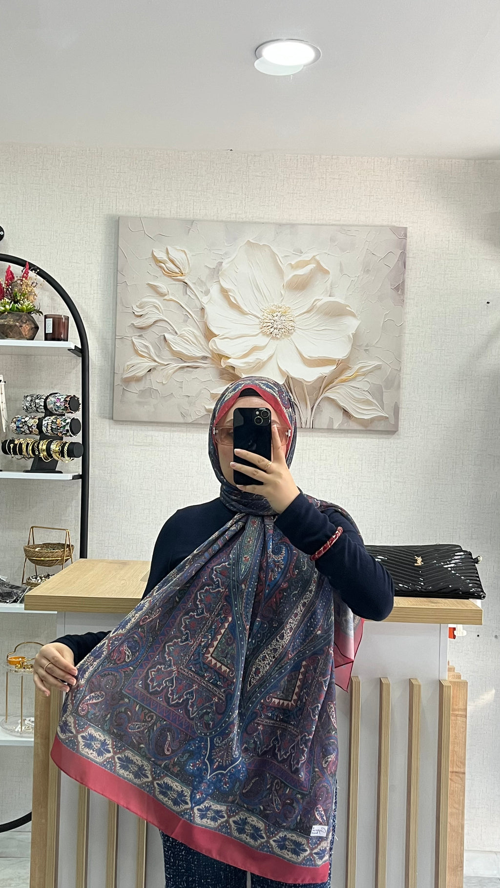 Etro Desen Soft Şal Kırmızı-Mavi