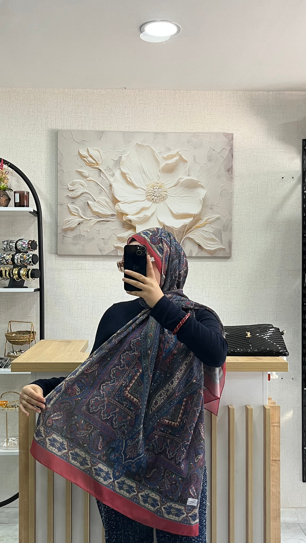 Etro Desen Soft Şal Kırmızı-Mavi