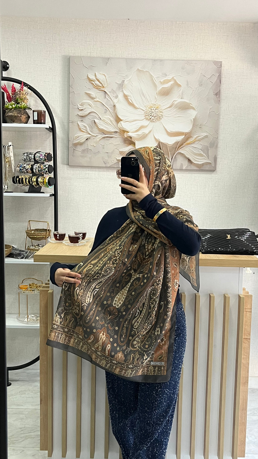 Etro Desen Soft Şal Askeri Haki