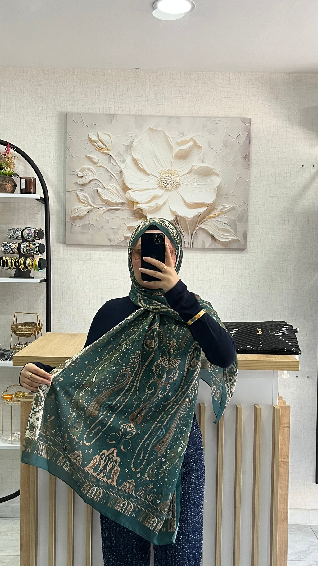 Etro Desen Soft Şal Petrol Yeşili