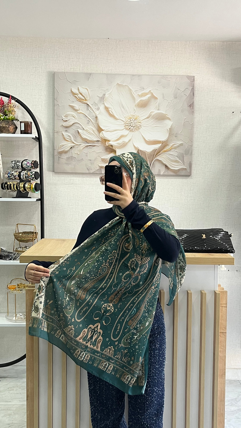 Etro Desen Soft Şal Petrol Yeşili