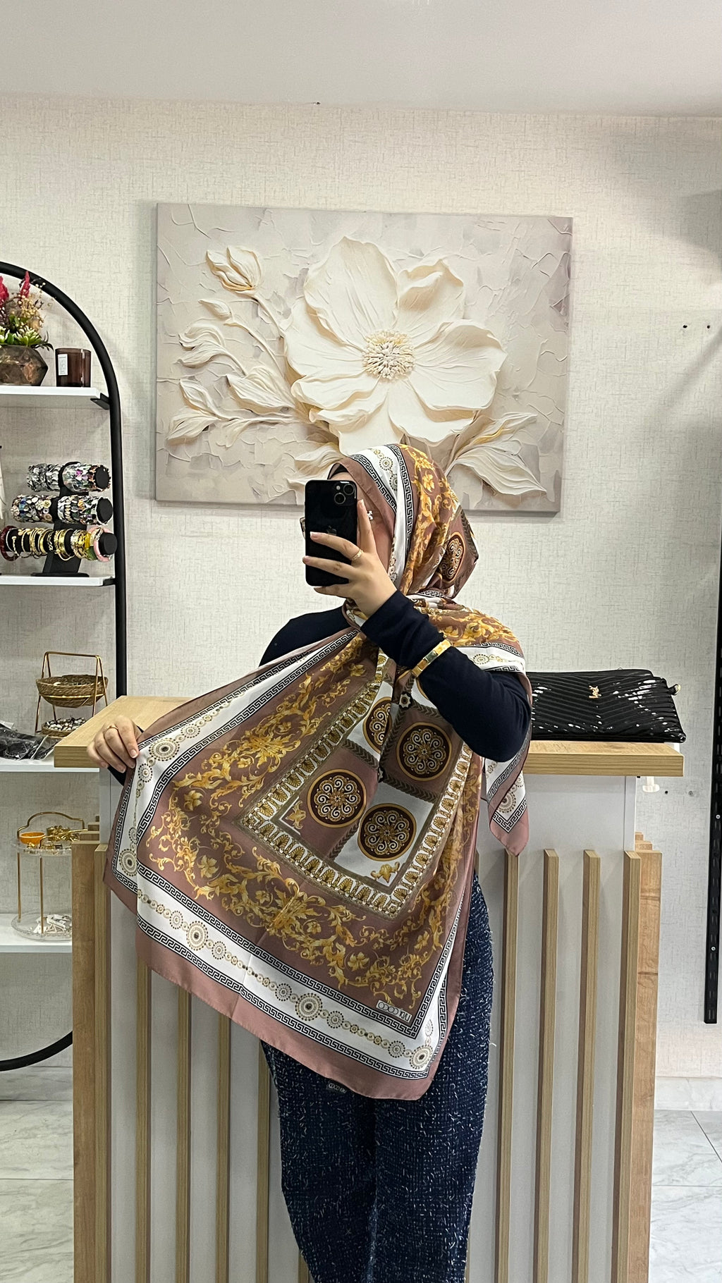 Etro Desen Soft Şal Açık Kahve