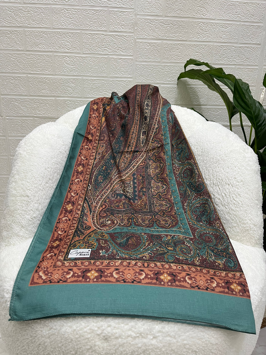 Etro Desen Soft Şal Yeşil