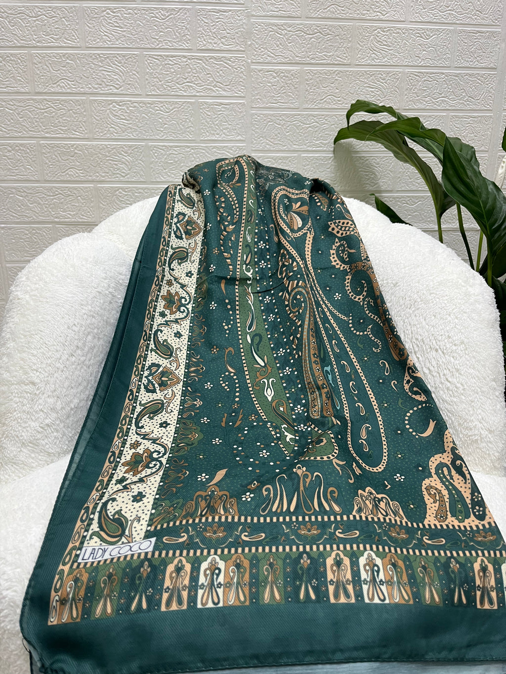 Etro Desen Soft Şal Petrol Yeşili