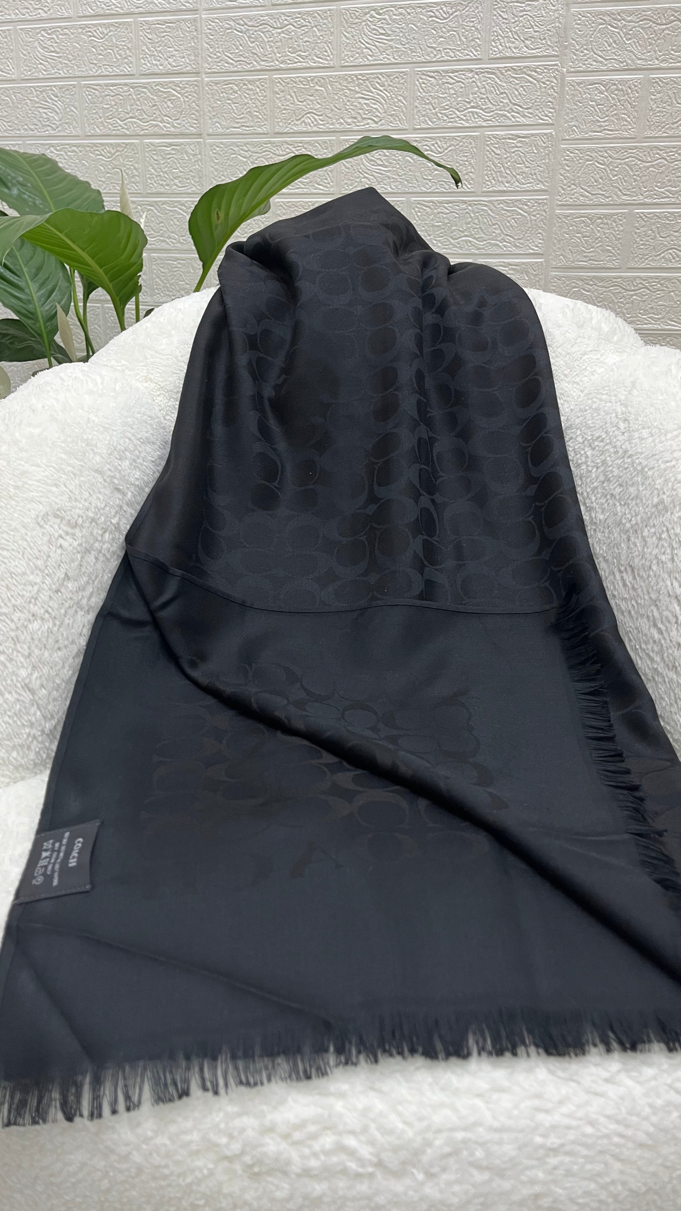 İthal Yün Pamuk Şal C Desen Siyah