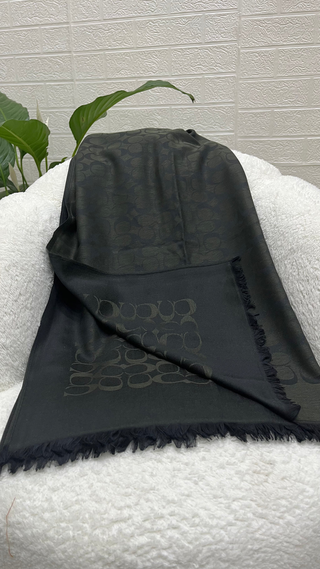 İthal Yün Pamuk Şal C Desen Zümrüt