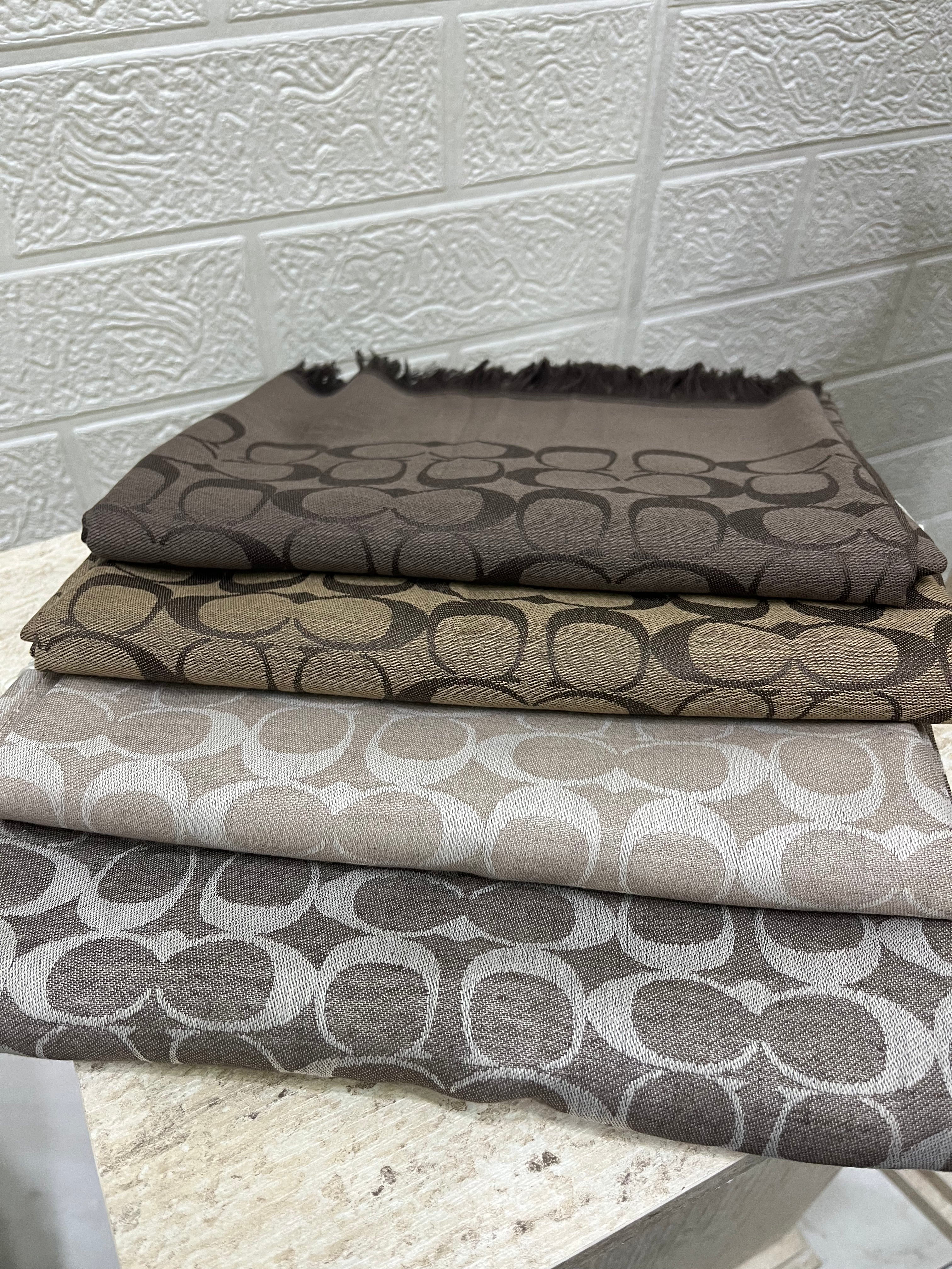 İthal Yün Pamuk Şal C Desen Kahve