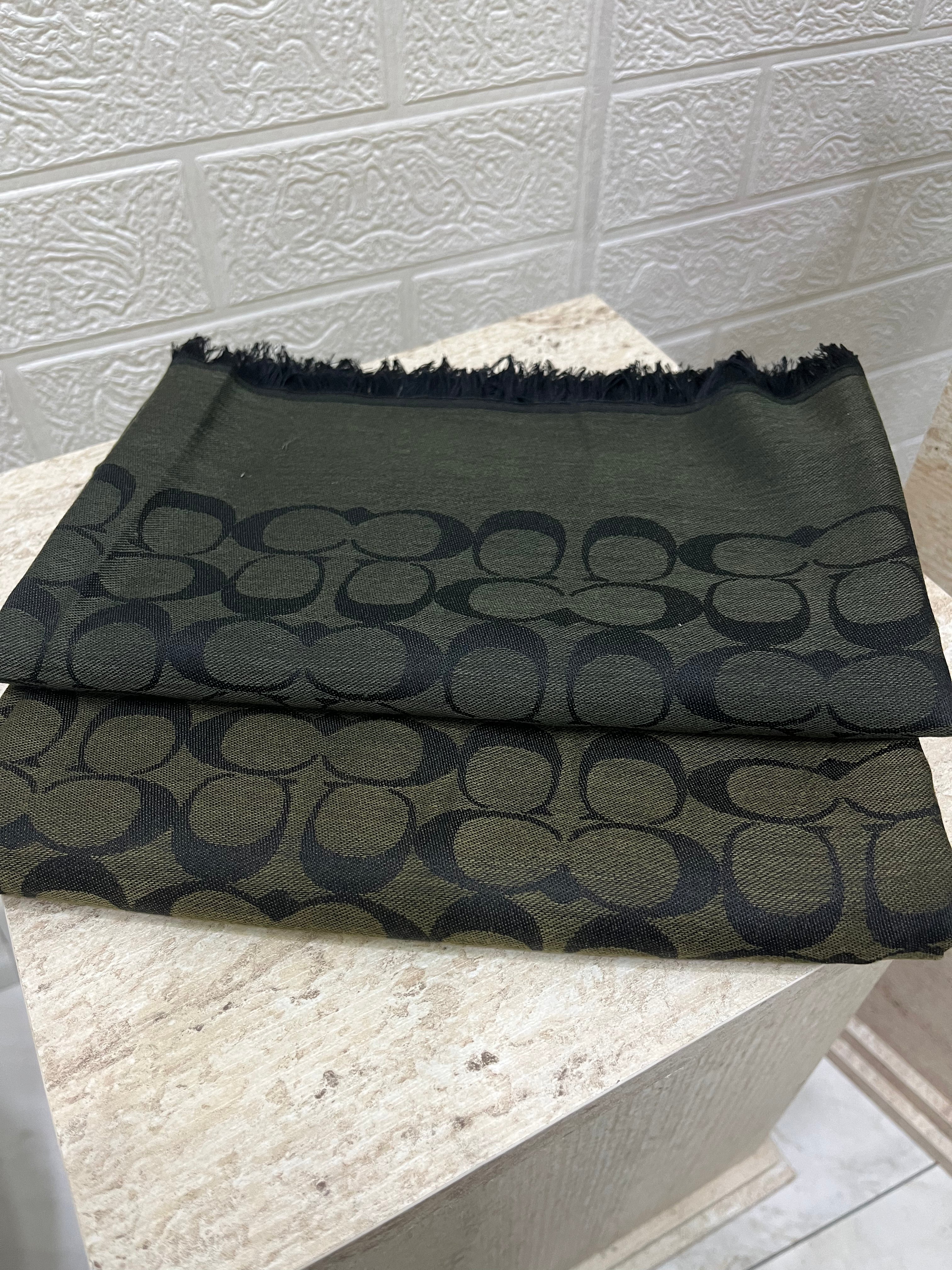 İthal Yün Pamuk Şal C Desen Zümrüt