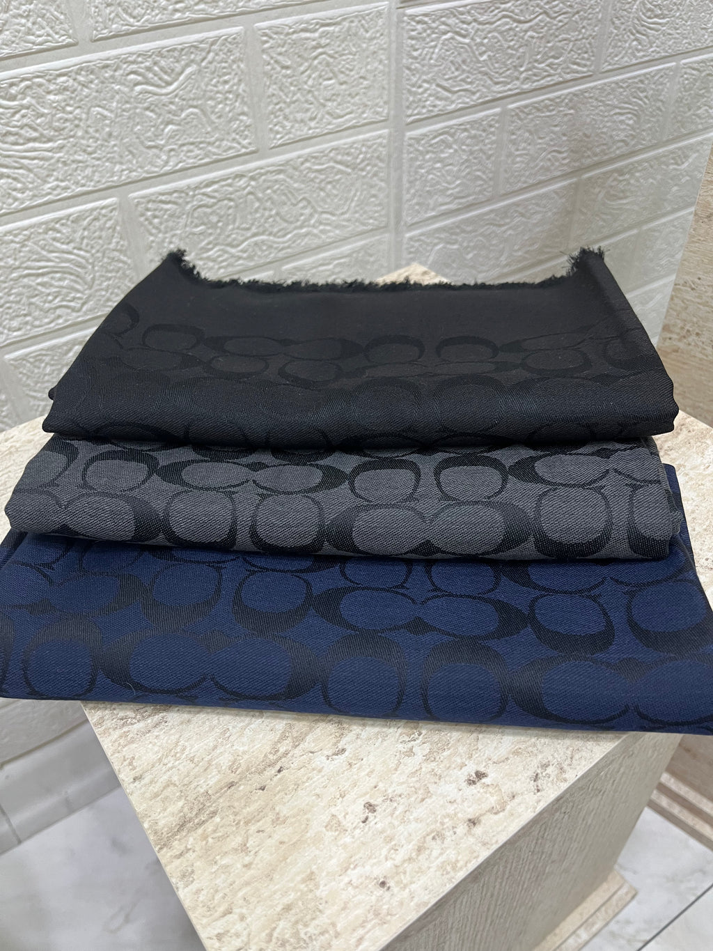 İthal Yün Pamuk Şal C Desen Siyah