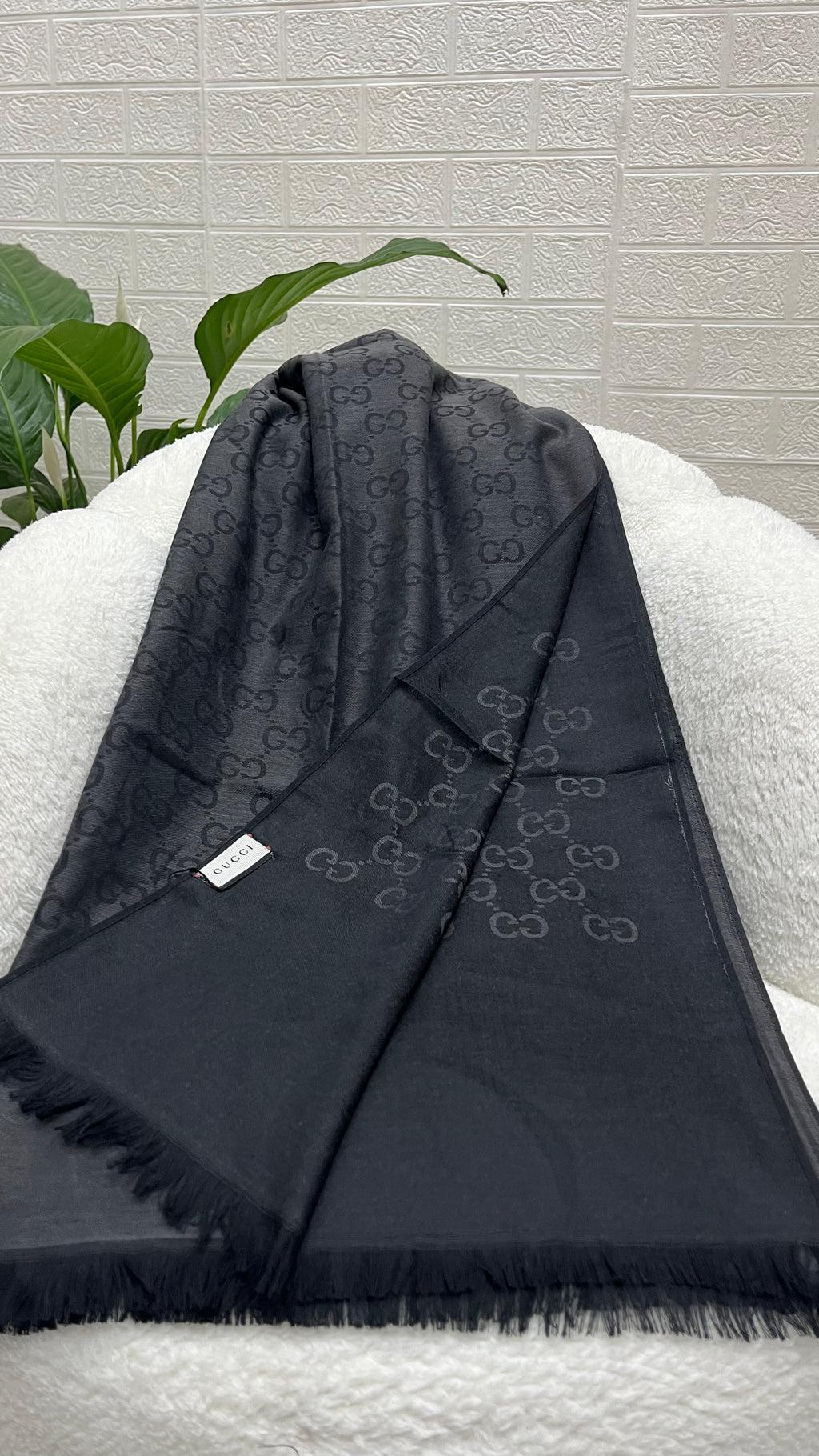 İthal Yün Pamuk Şal G Desen Duman