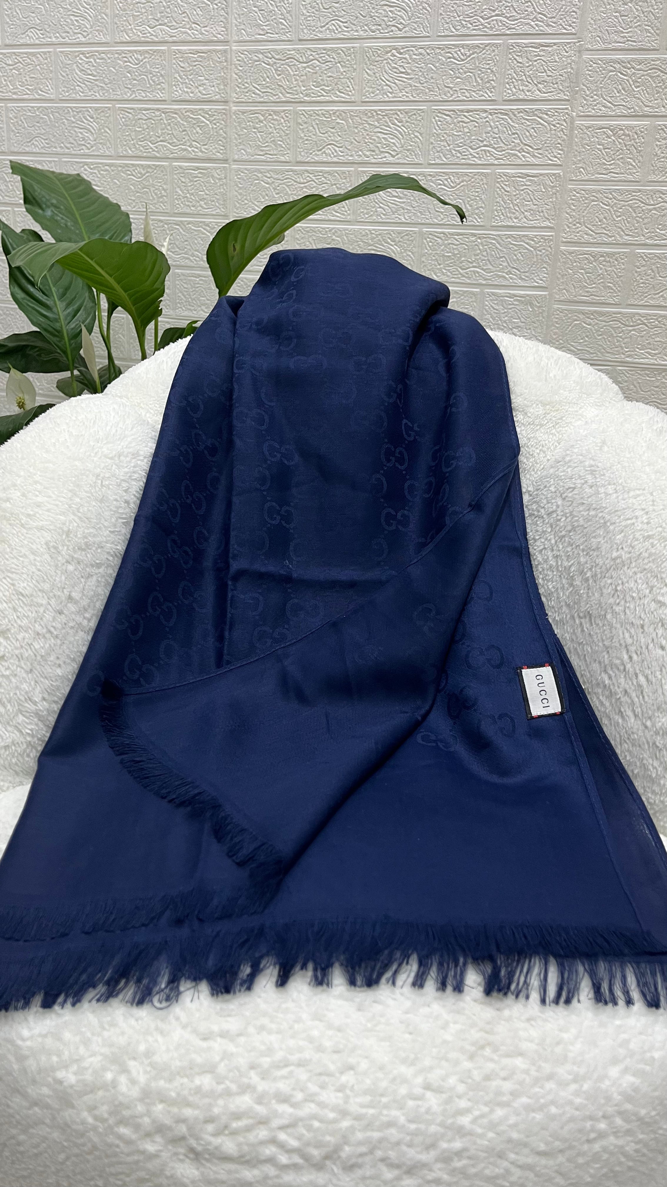 İthal Yün Pamuk G Desen Şal Lacivert