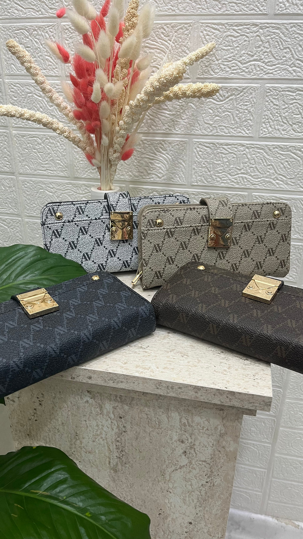 Kahve Monogram Desen Cüzdan