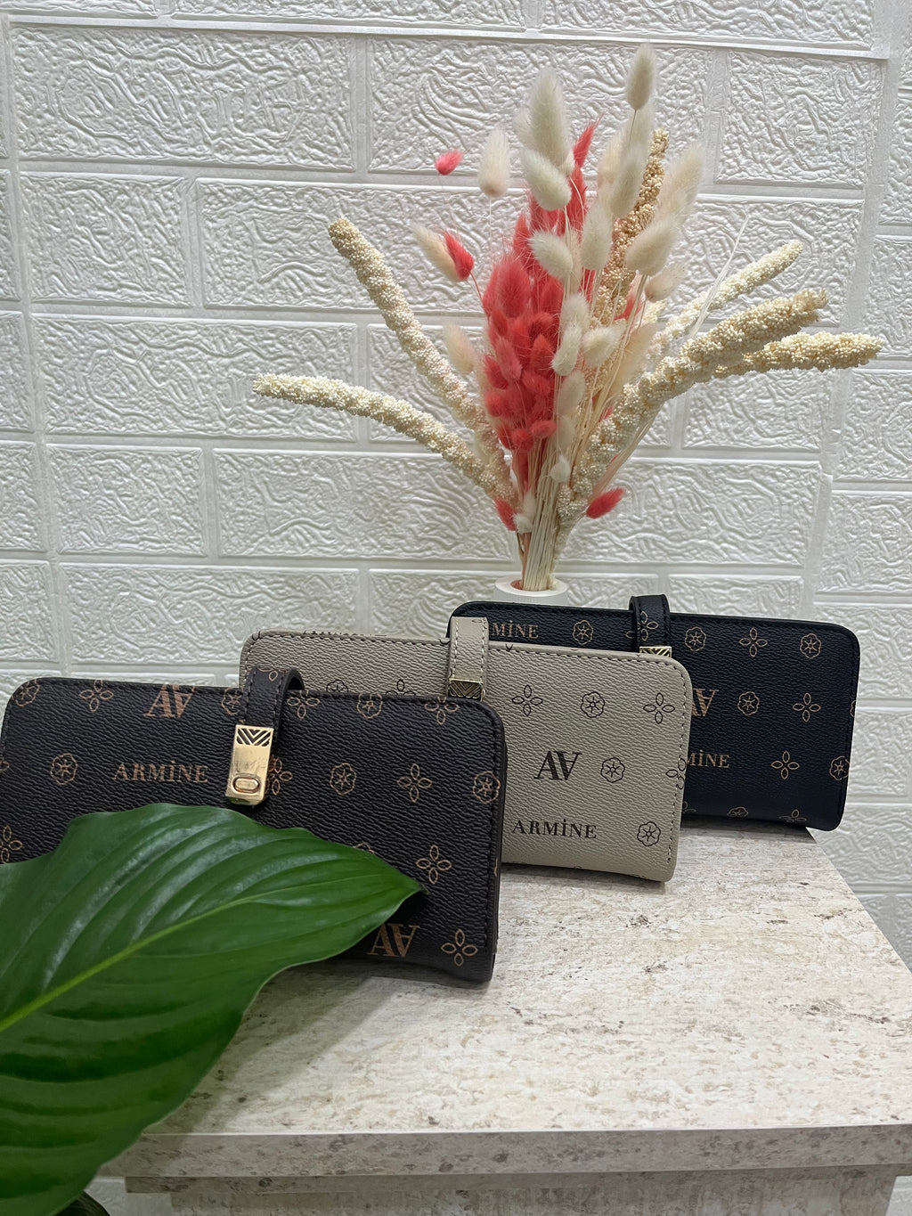 Acı Kahve Monogram Desen Cüzdan