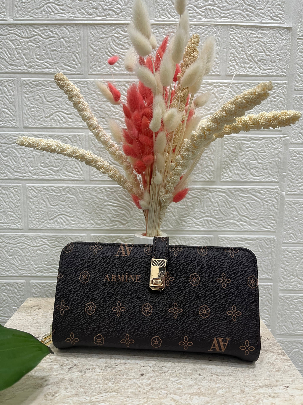 Acı Kahve Monogram Desen Cüzdan