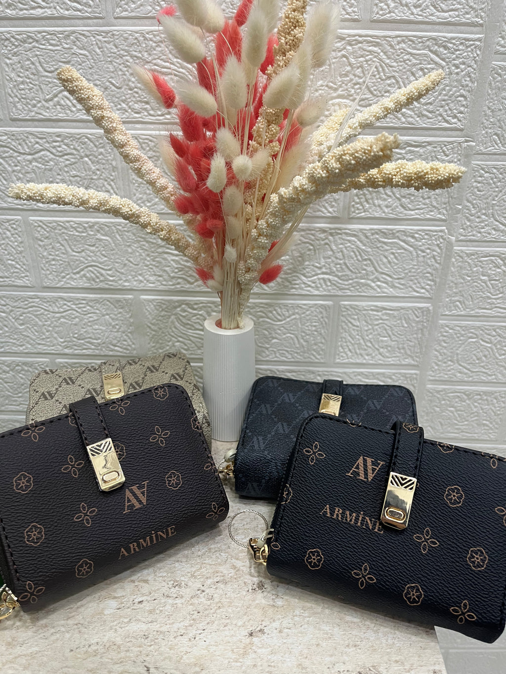 Siyah Füme Monogram Desen Cüzdan