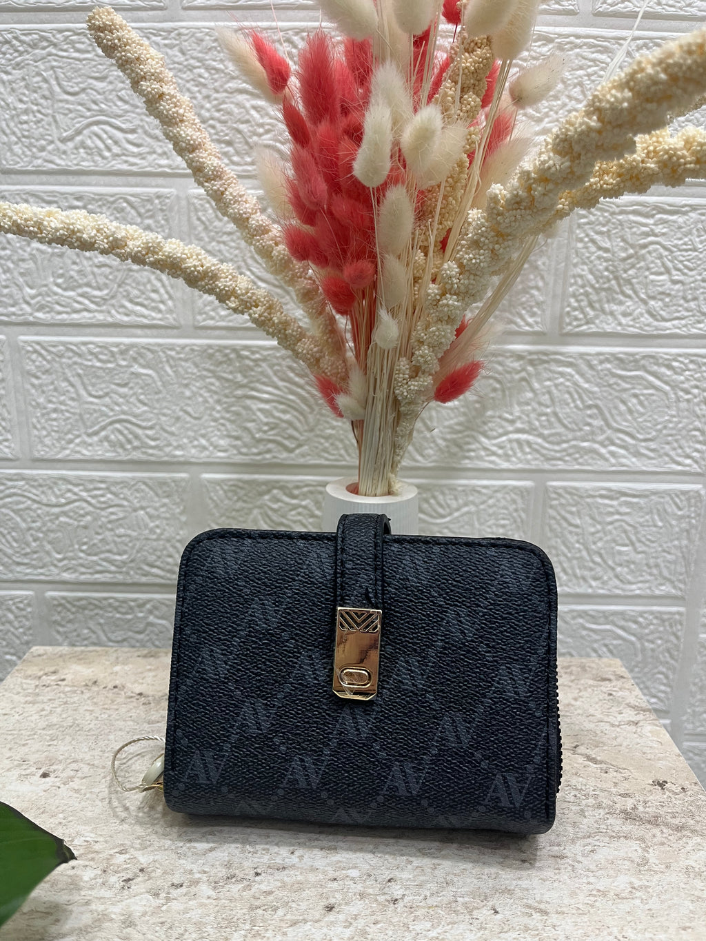 Siyah Füme Monogram Desen Cüzdan