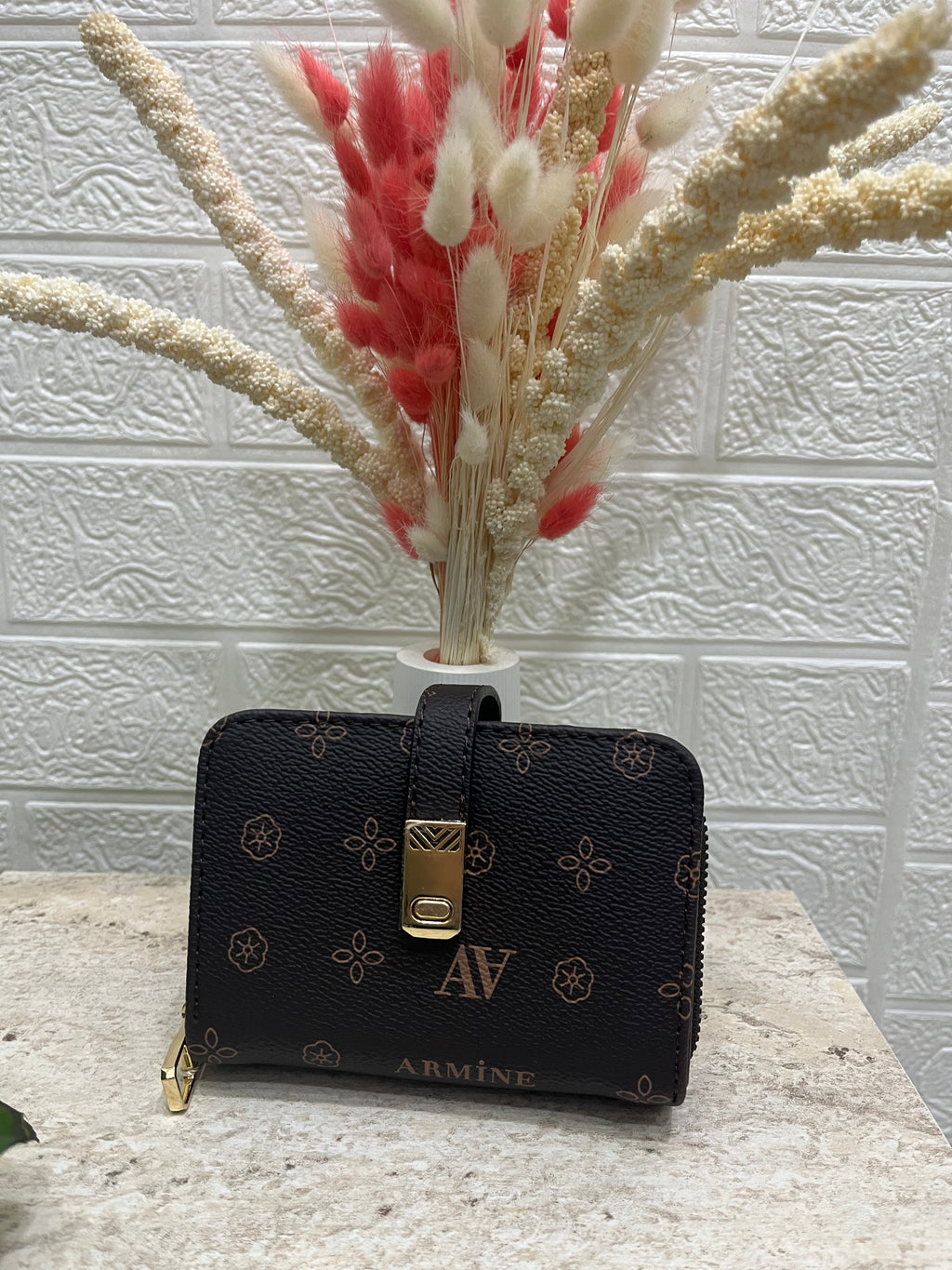 Kahve Monogram Desen Cüzdan