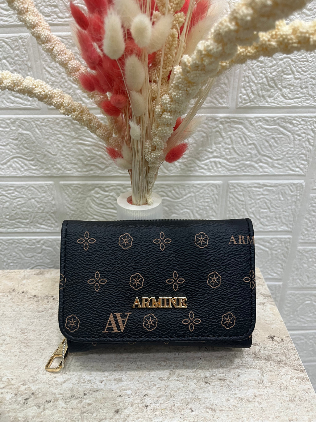 Siyah Monogram Desen Cüzdan